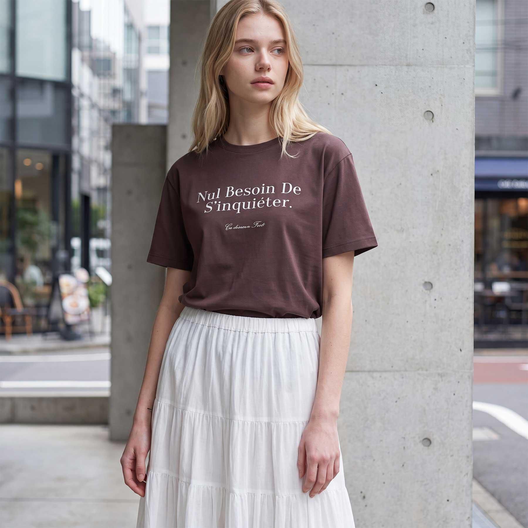 DRESSTERIOR「【接触冷感／抗菌防臭／消臭】アイスクリアコットンフレンチロゴT」|Tシャツ・カットソー|