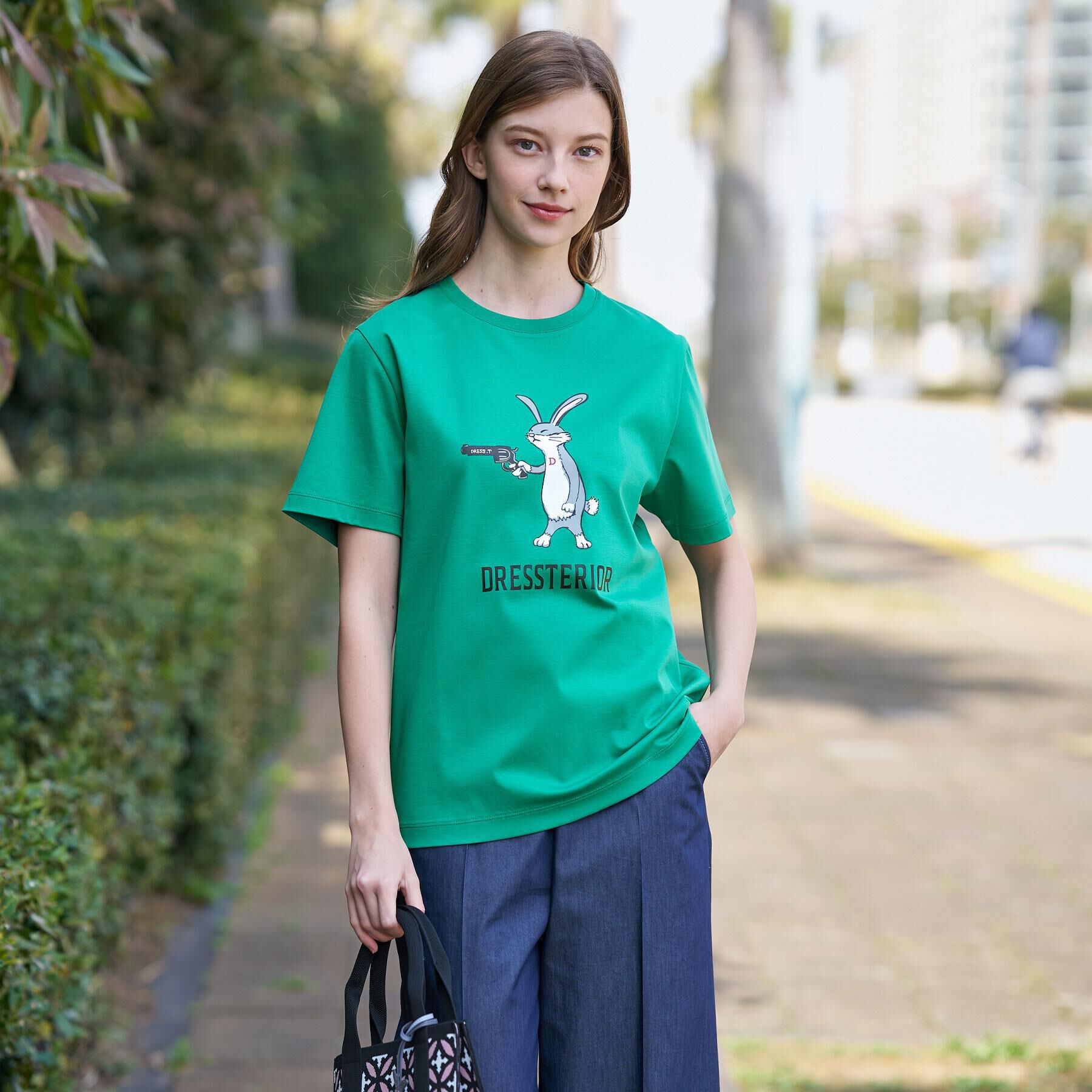 DRESSTERIOR「【接触冷感／抗菌防臭／消臭】アイスクリアコットン ピストルラビットT」|Tシャツ・カットソー|