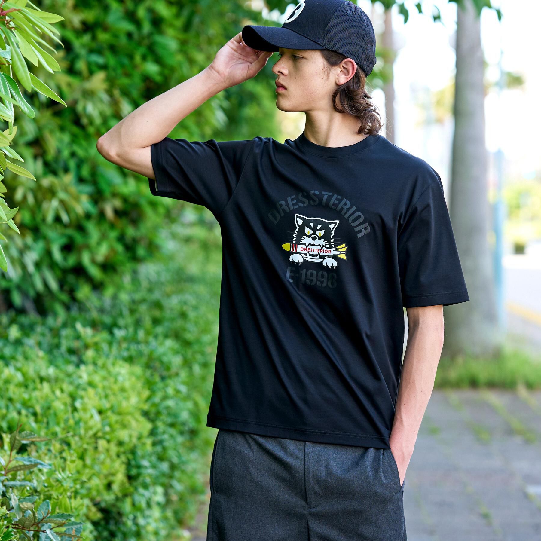 DRESSTERIOR「【接触冷感／抗菌防臭／消臭】ICE CLEAR COTTON ミサイルキャットTシャツ」|Tシャツ・カットソー|