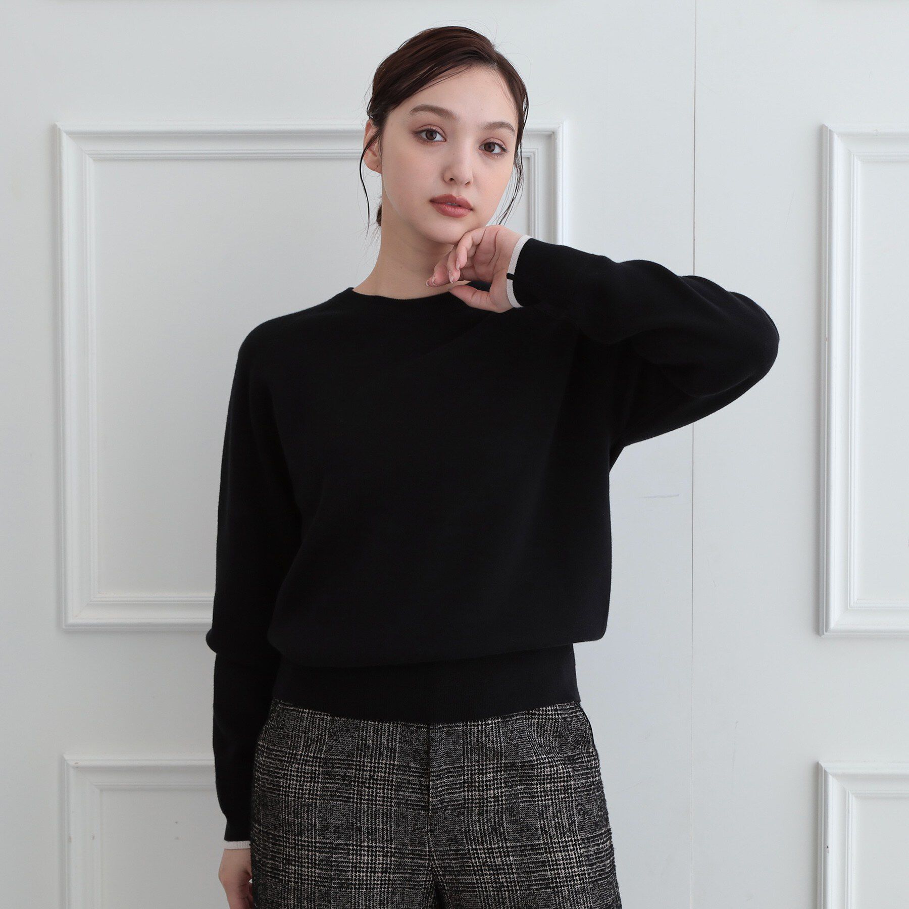 DRESSTERIOR「ウォッシャブルコットンカシミヤ混配色ニット」|ニット・セーター|