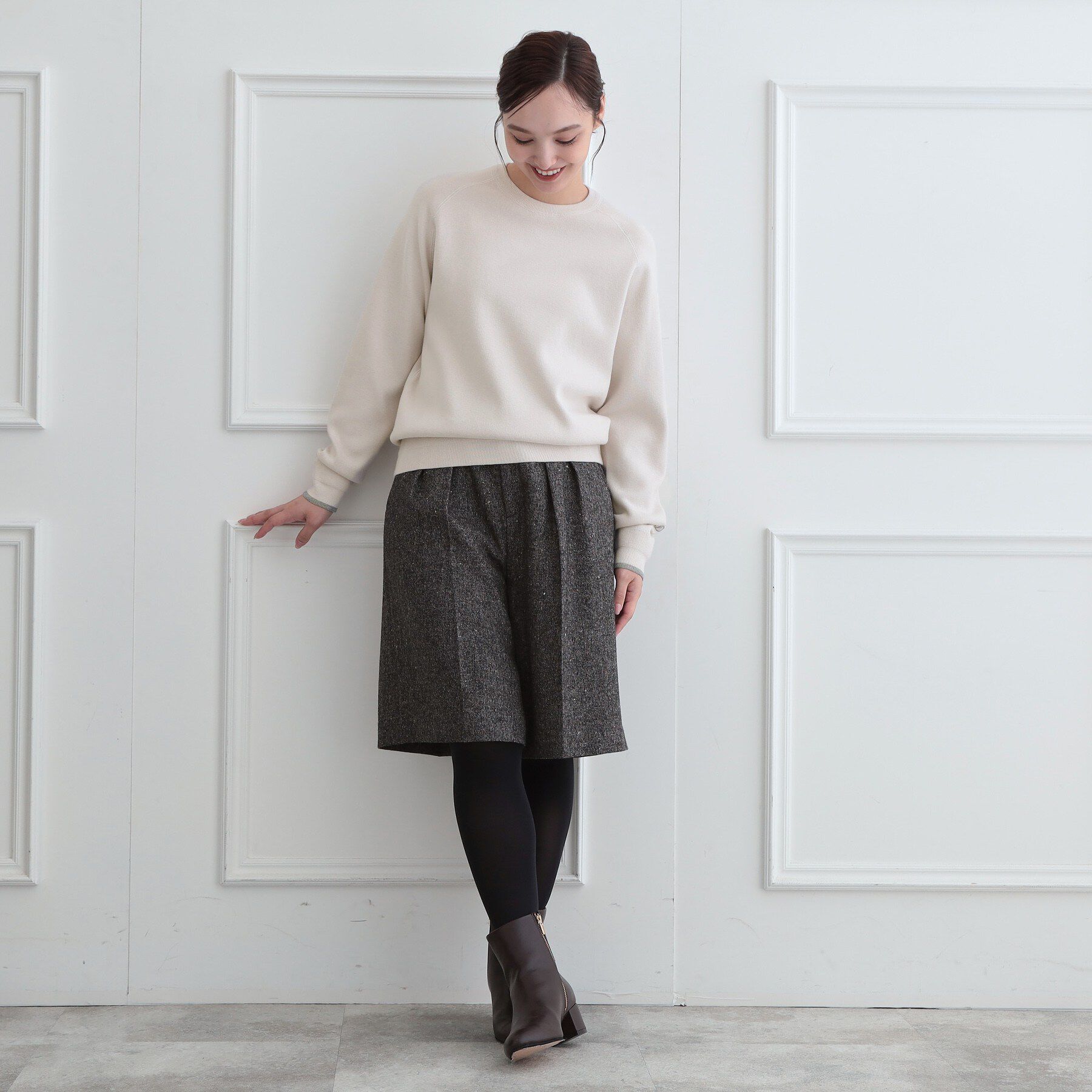 DRESSTERIOR「ウォッシャブルコットンカシミヤ混配色ニット」|ニット・セーター|
