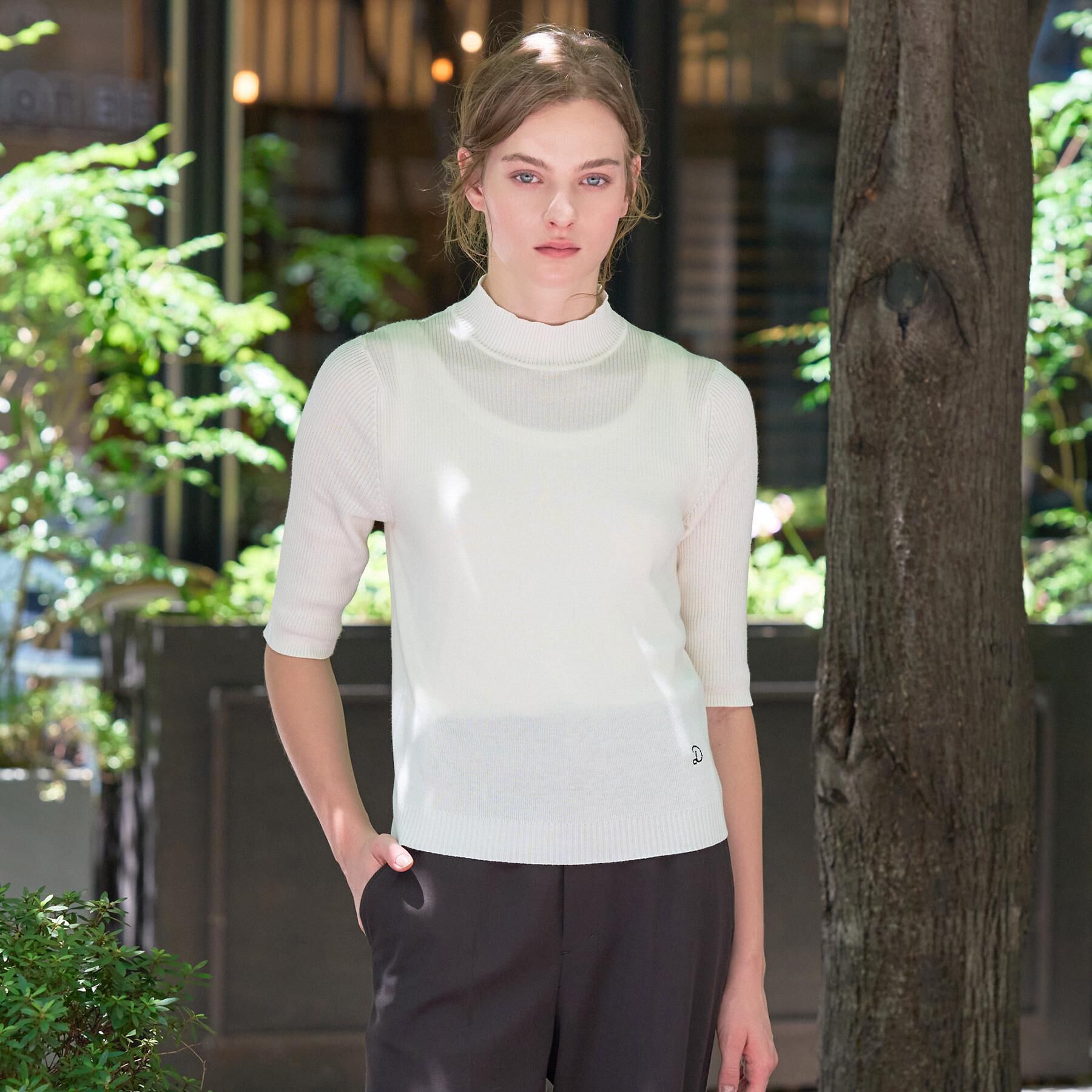 DRESSTERIOR「【接触冷感】クールタッチカットハーフスリーブプルオーバー」|ニット・セーター|