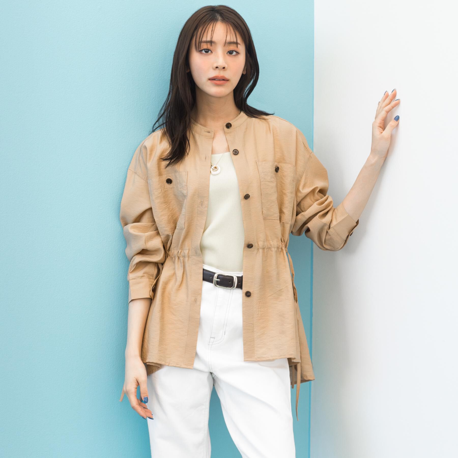 grove「高評価！【体型カバー・洗える】シアーサファリシャツジャケット」|シャツ・ブラウス|