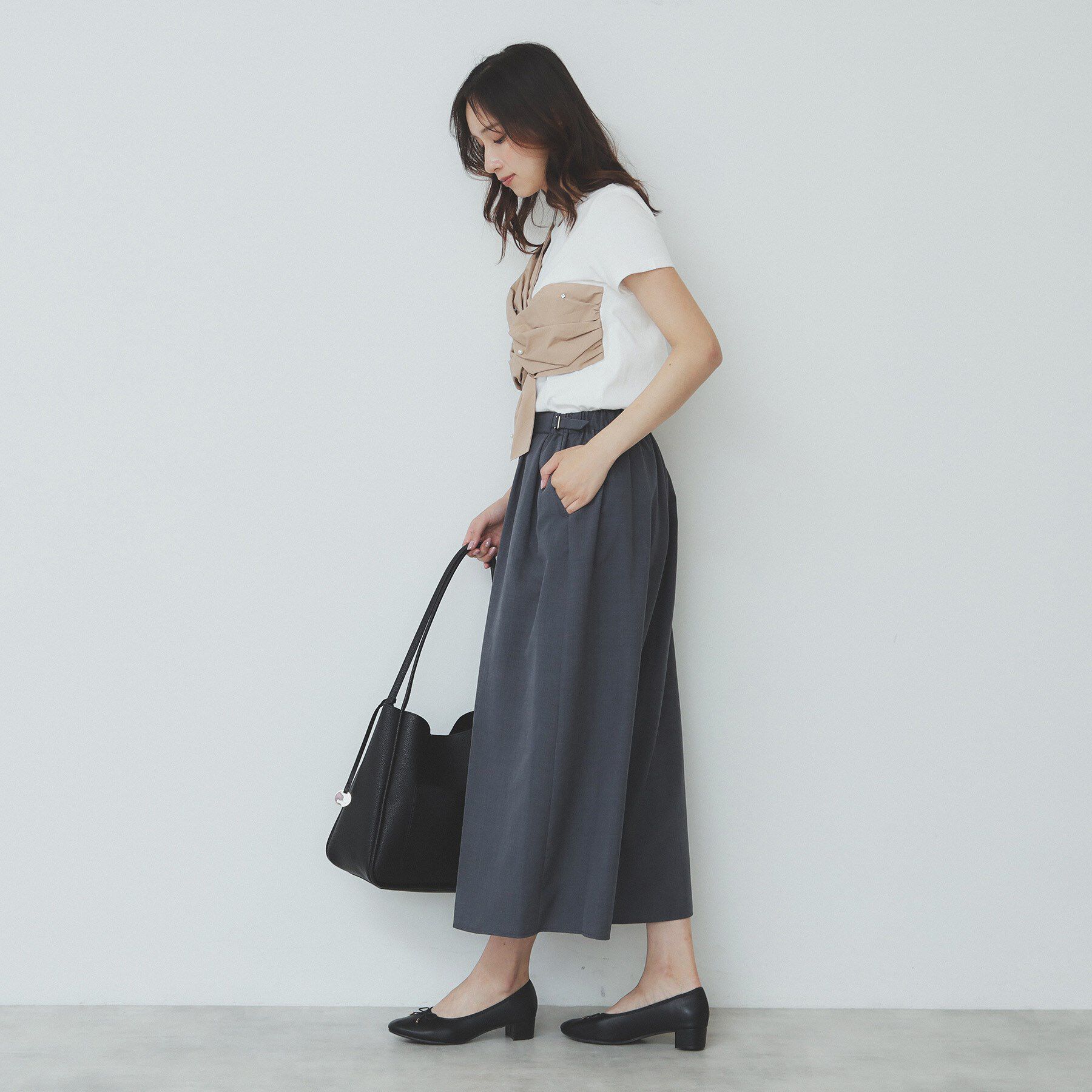 index「パール調アシメドッキングTシャツ【洗える／接触冷感】」|Tシャツ・カットソー|