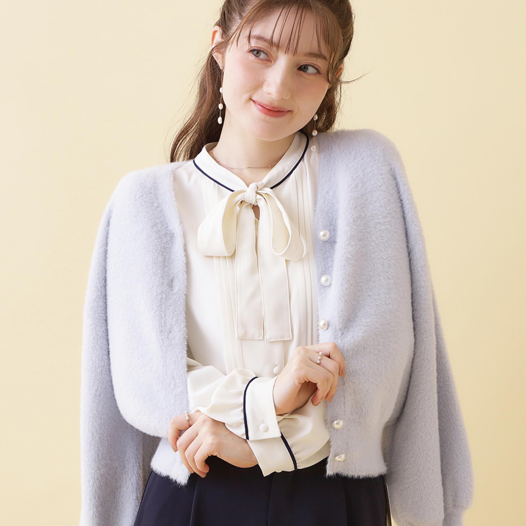 Couture broach「【前後2WAY】Springフェザーカーデトップス」|カーディガン|サックスブルー(09