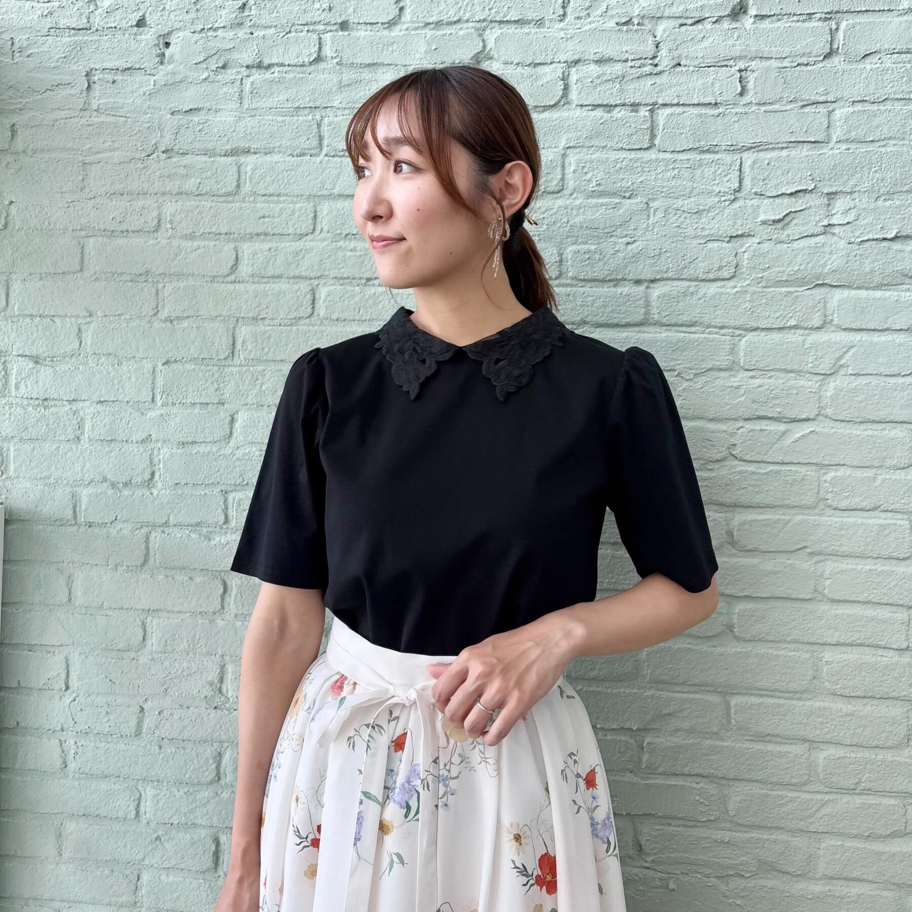 Couture broach「【UVカット・接触冷感・洗える】襟レース トップス」|Tシャツ・カットソー|