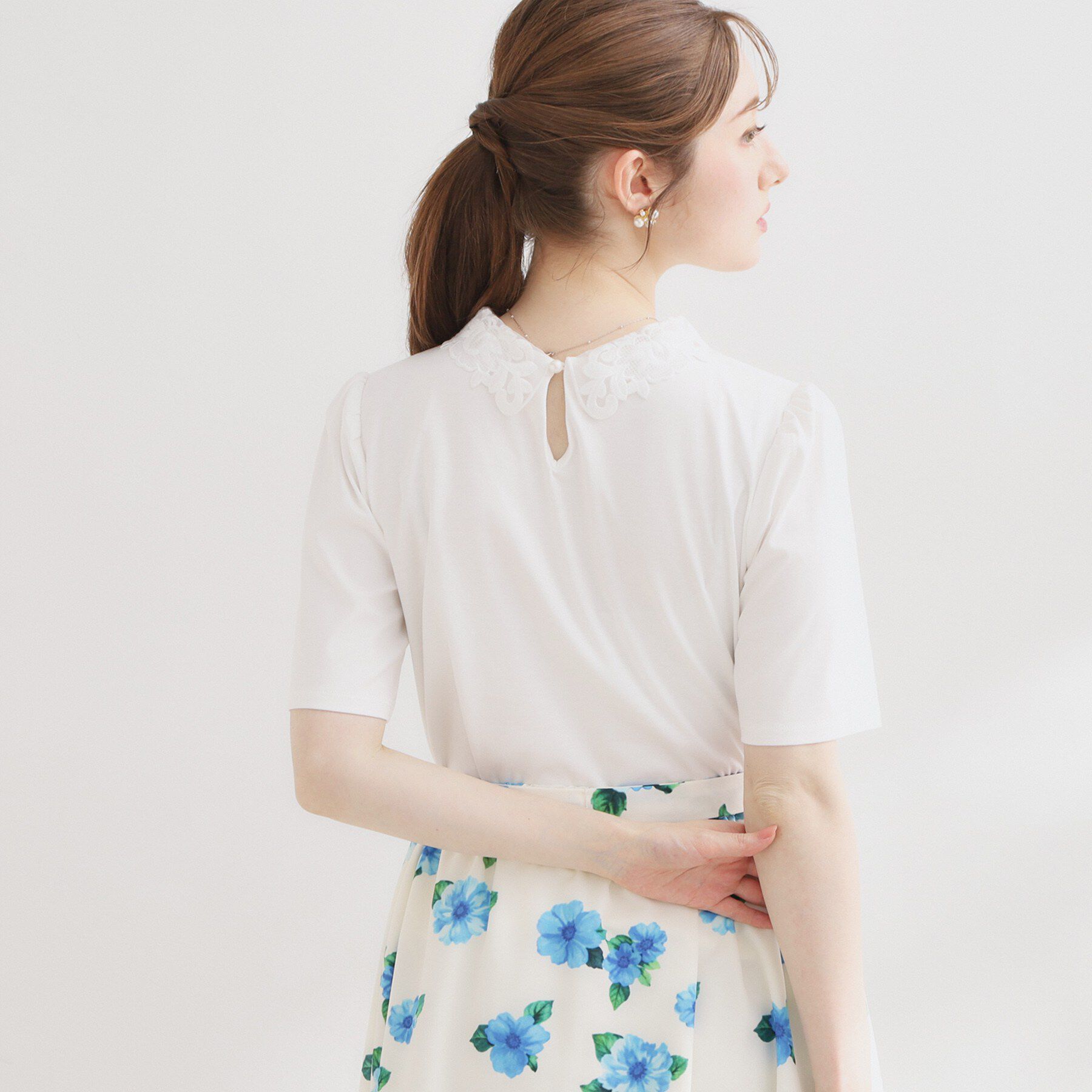 Couture broach「【UVカット・接触冷感・洗える】襟レース トップス」|Tシャツ・カットソー|