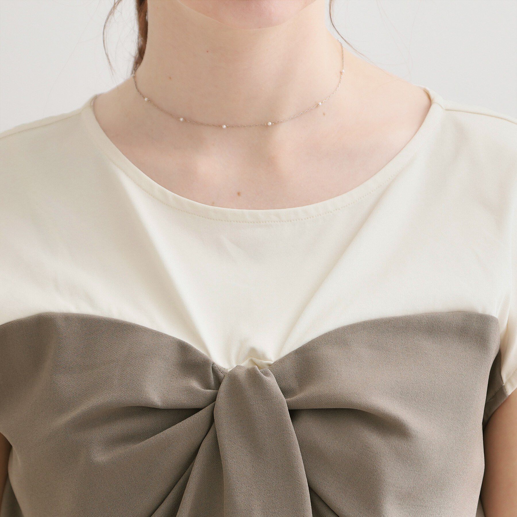 Couture broach「【接触冷感・UVカット・洗える】リボンベア ドッキングトップス」|Tシャツ・カットソー|