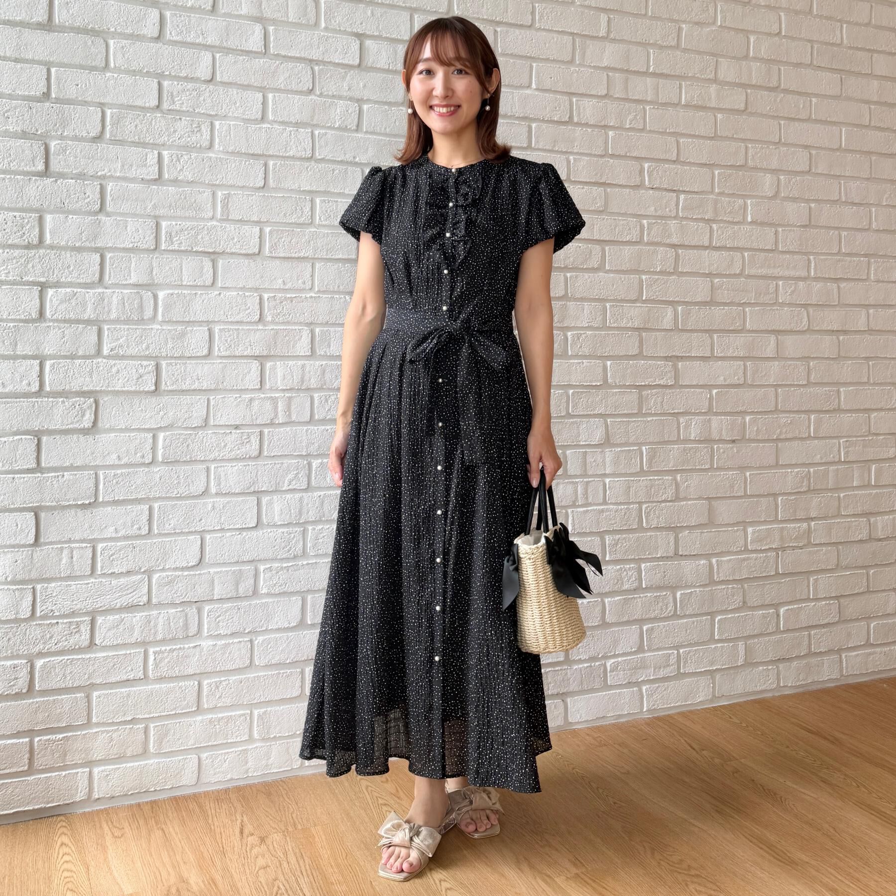 Couture broach「【洗える】フロントフリル ドット柄ワンピース」|ワンピース|