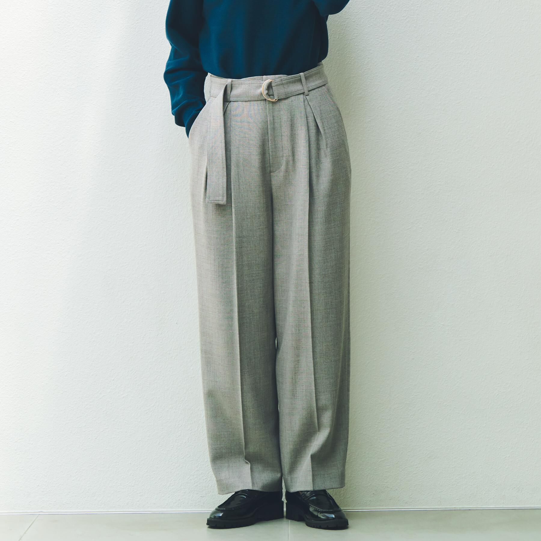 THE SHOP TK「ベルト付バレルパンツ【セットアップ可】/CAVIANシリーズ」|その他|チャコールグレー(0
