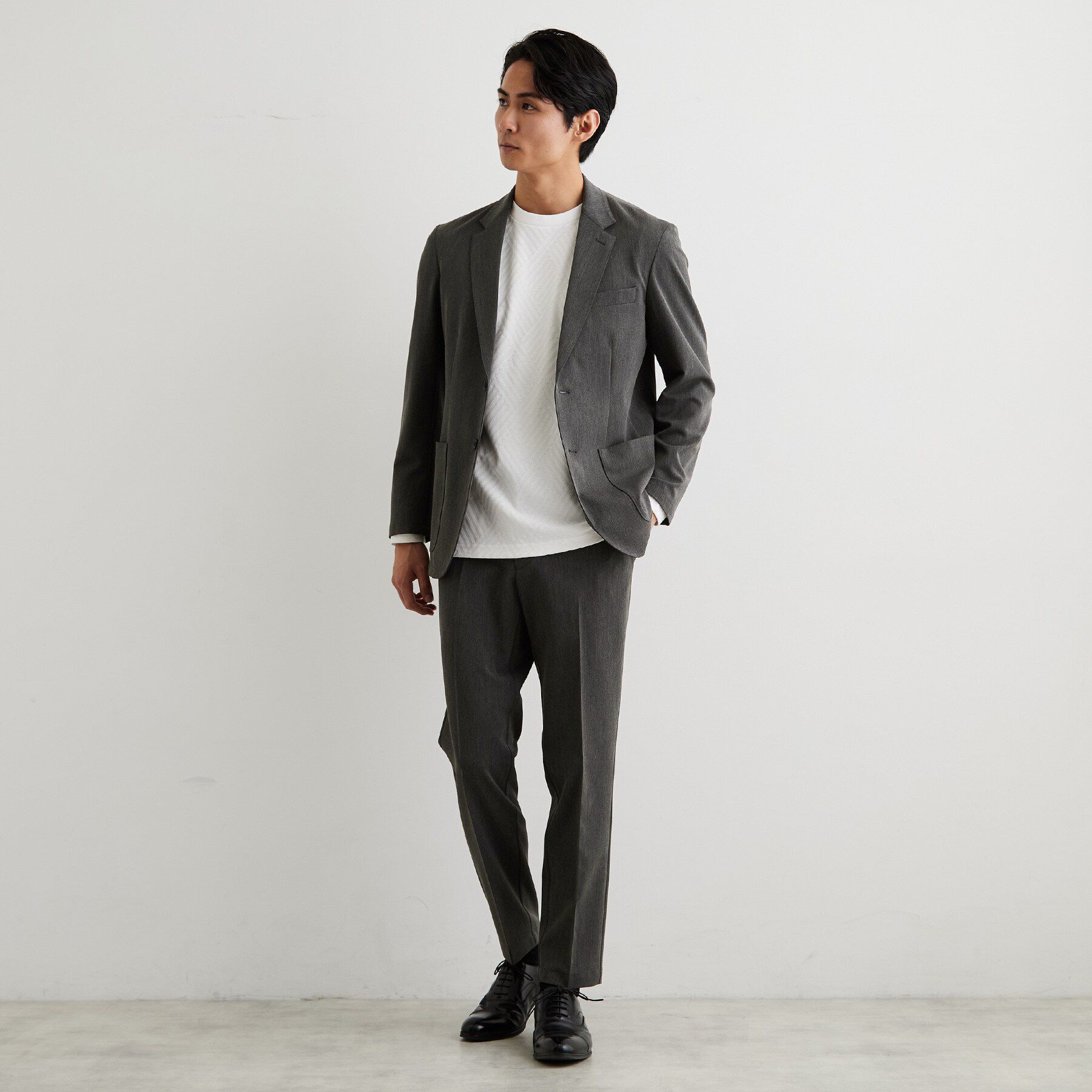 THE SHOP TK「【ストレッチ／洗濯機OK／セットアップ可】デニムライク スラックス」|スーツ|