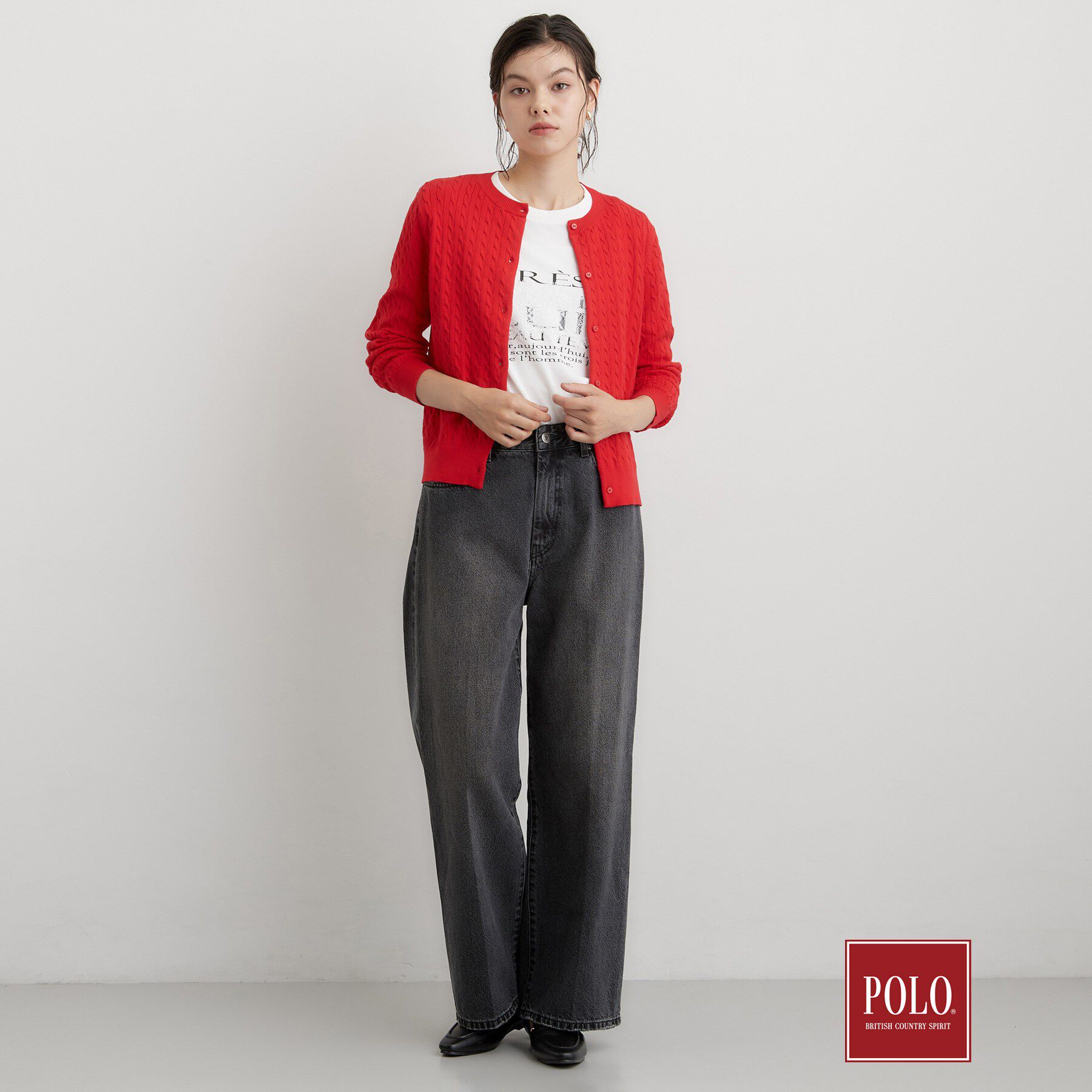 THE SHOP TK「POLO BCS/ケーブルクルーカーディガン」|カーディガン|