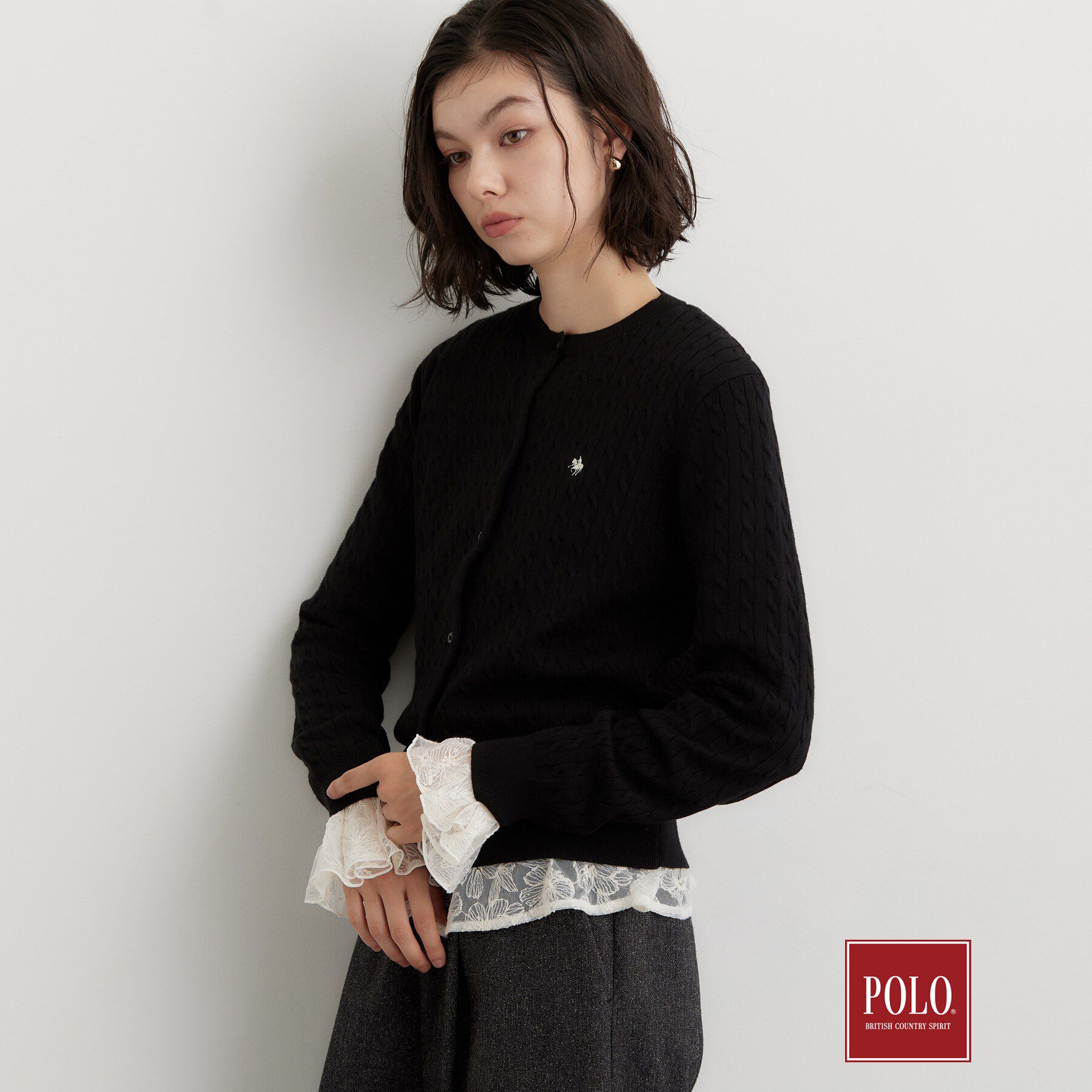 THE SHOP TK「POLO BCS/ケーブルクルーカーディガン」|カーディガン|