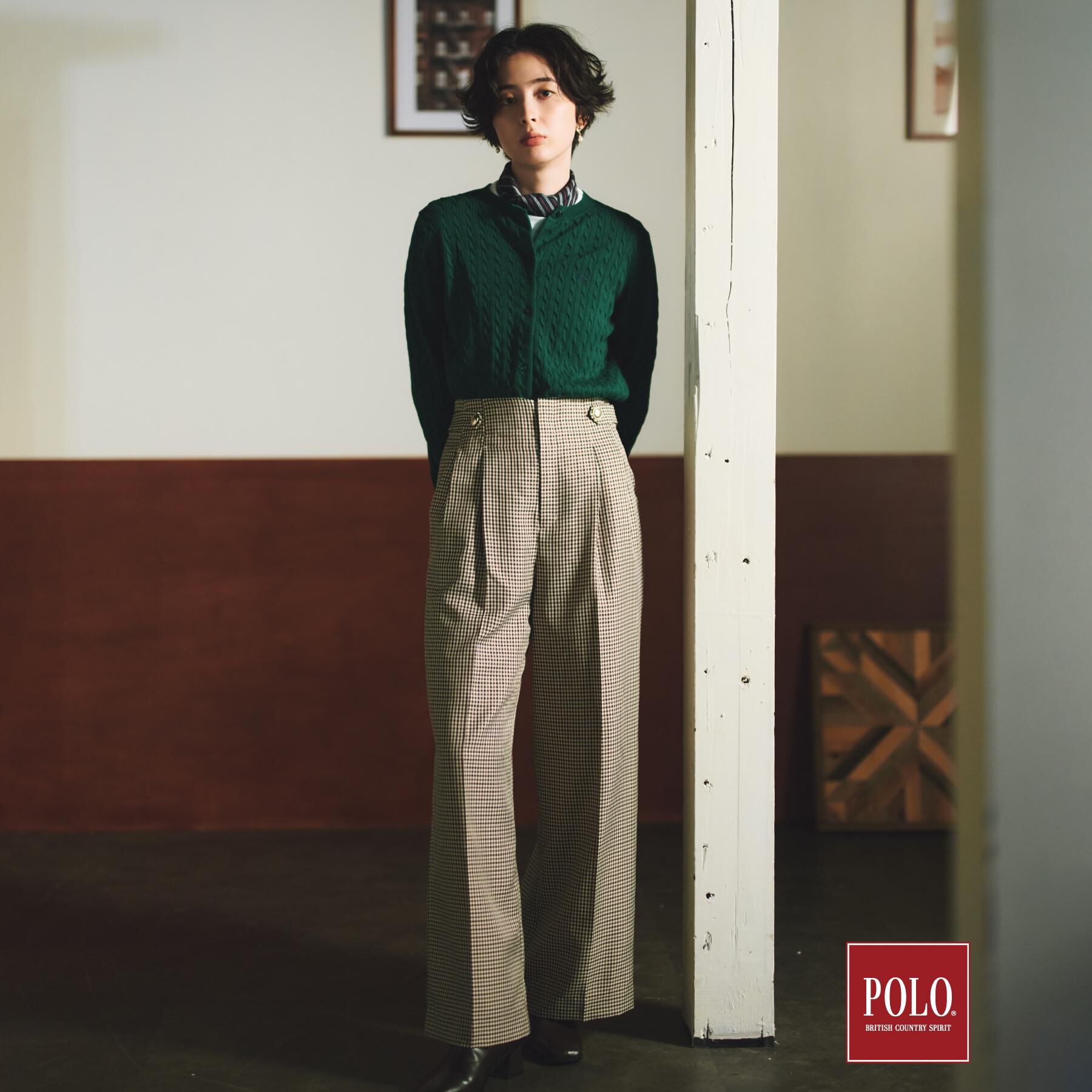 THE SHOP TK「POLO BCS/ケーブルクルーカーディガン」|カーディガン|