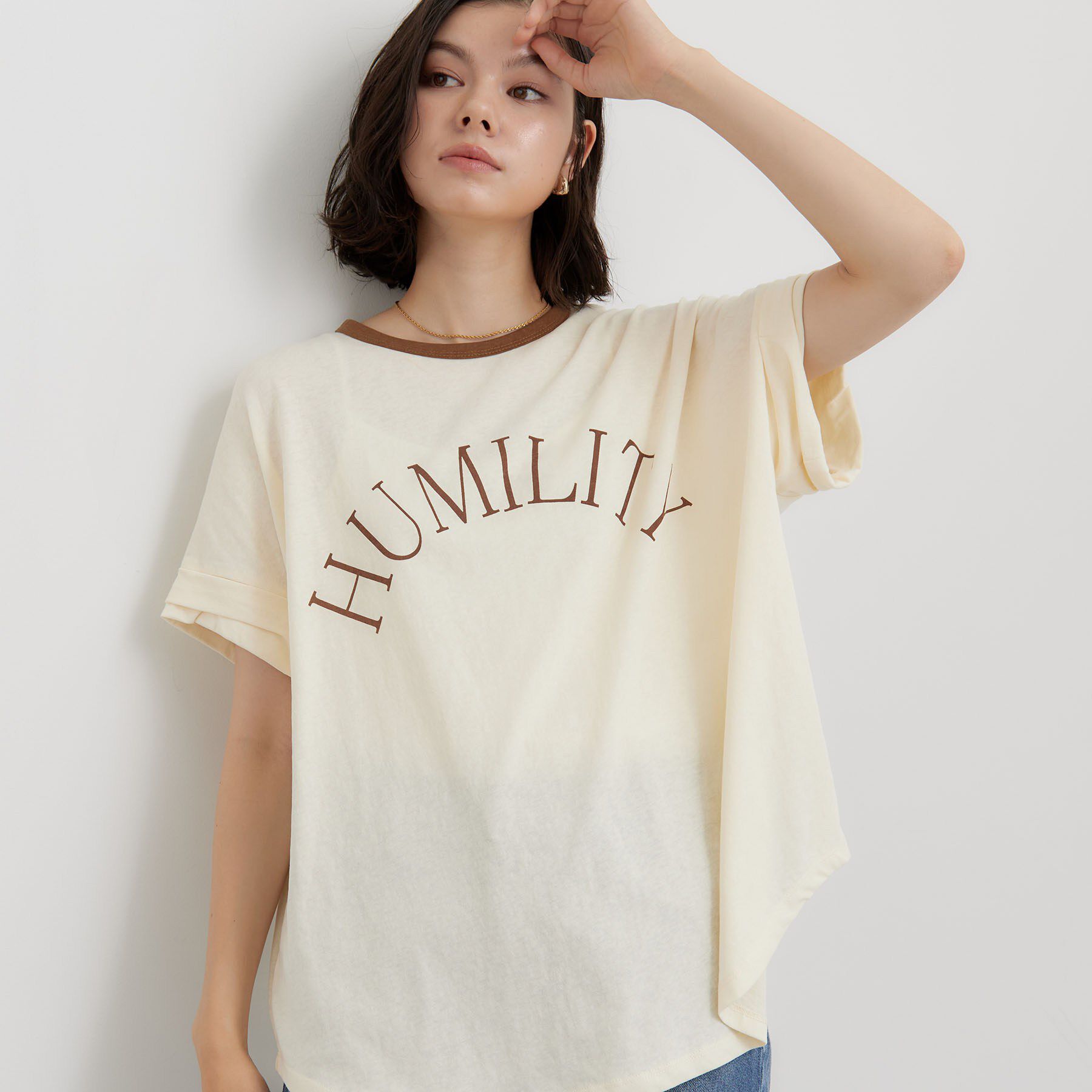 THE SHOP TK「リンガーロゴTシャツ」|Tシャツ・カットソー|アイボリー(004)