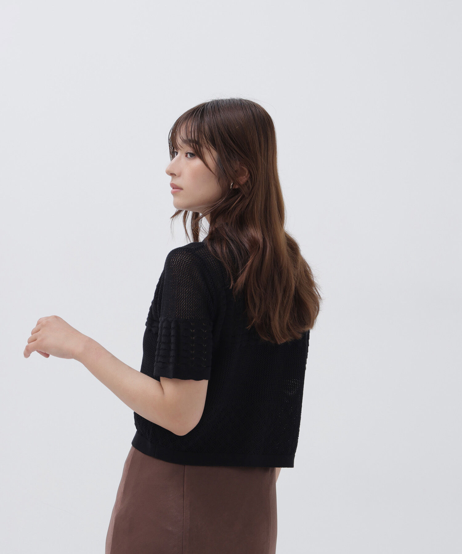  「ポロ襟メッシュカーディガン」|ニット・セーター|