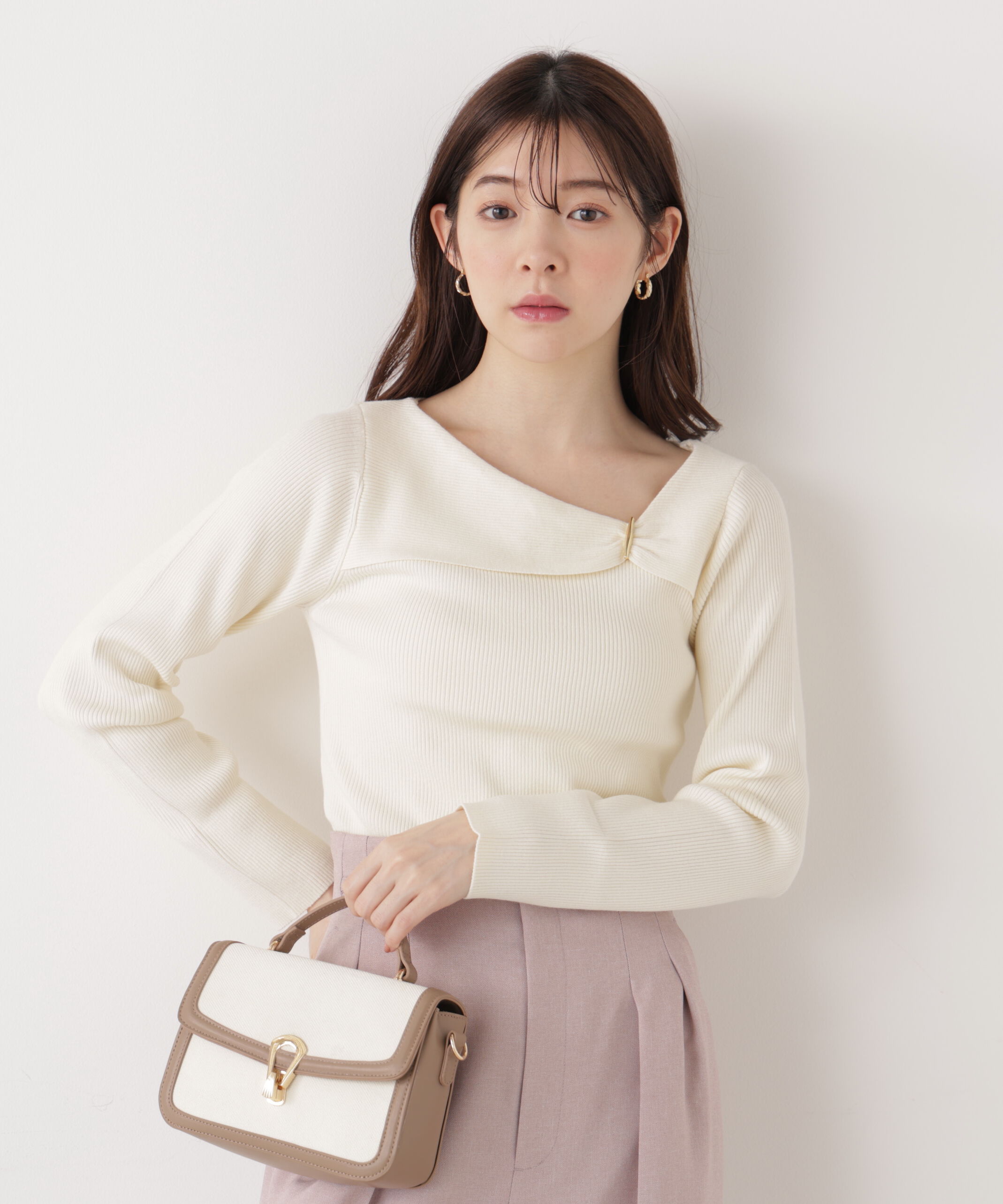 PROPORTION BODY DRESSING「バー付きアシメリブニット　　26SS」|ニット・セーター|