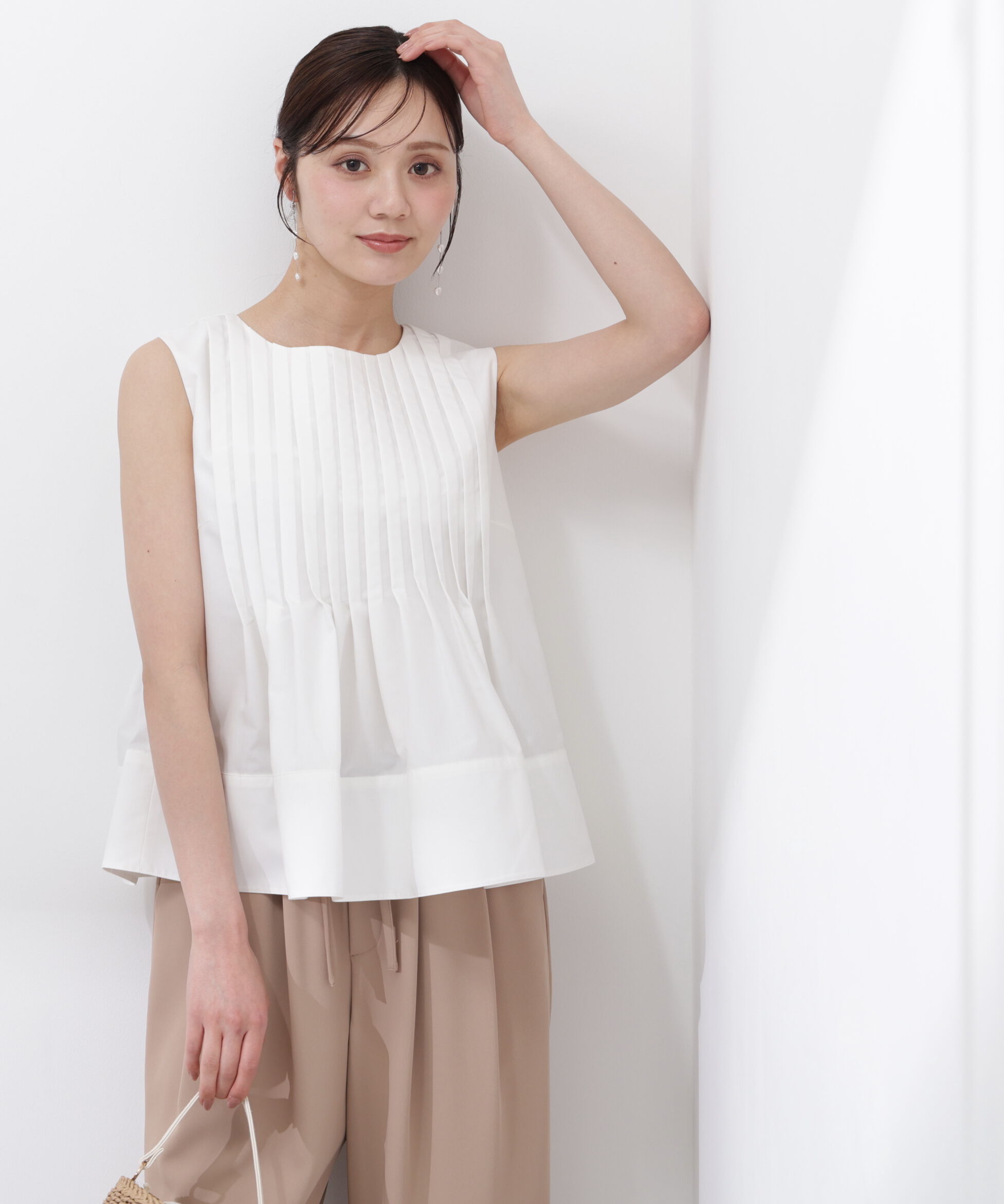 PROPORTION BODY DRESSING「〈a/mie〉ピンタックフレアーブラウス26SS」|シャツ・ブラウス|
