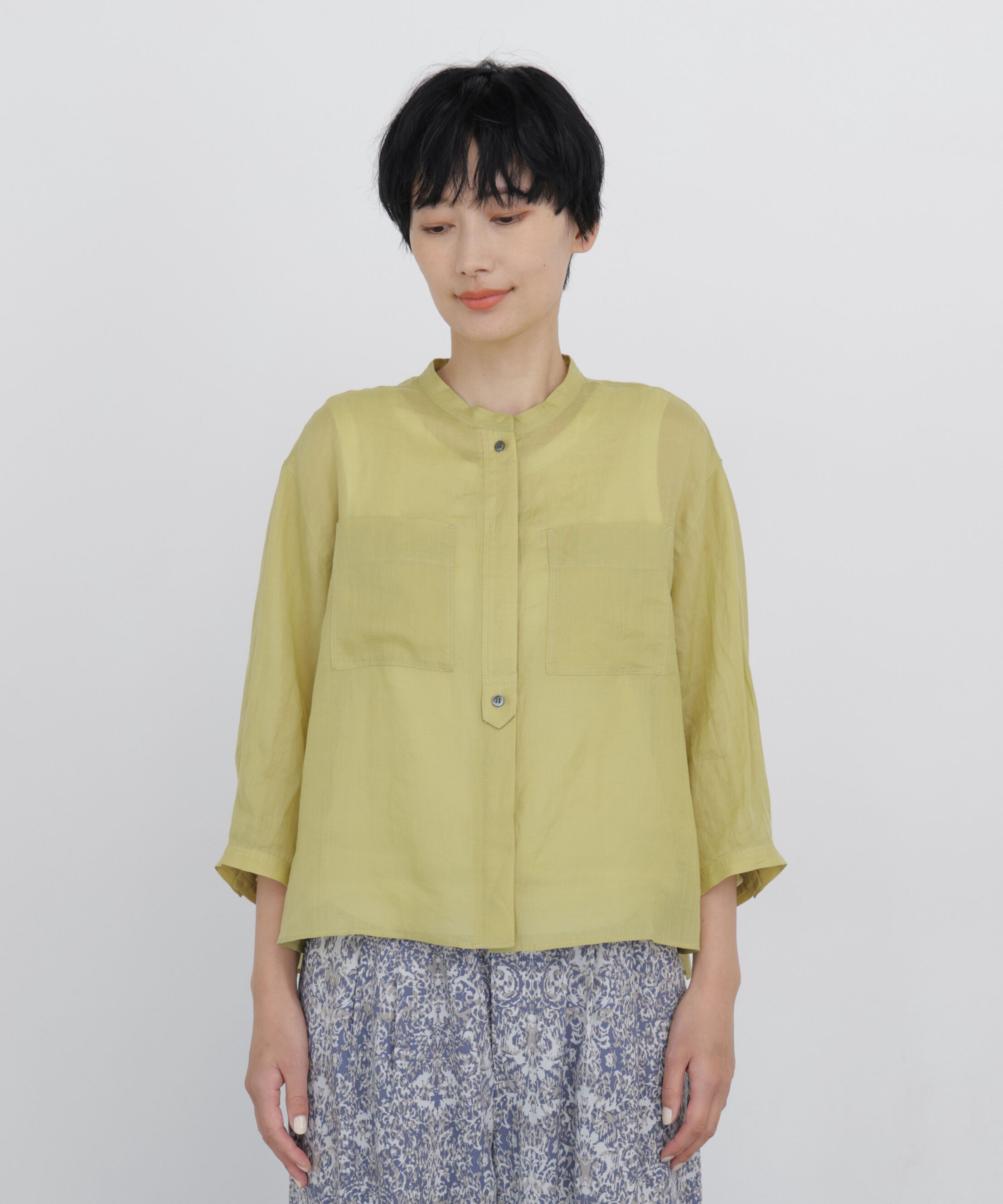  「◆≪名品 / 洗える / 4色展開！≫ラミーバンドカラーシャツブラウス」|シャツ・ブラウス|
