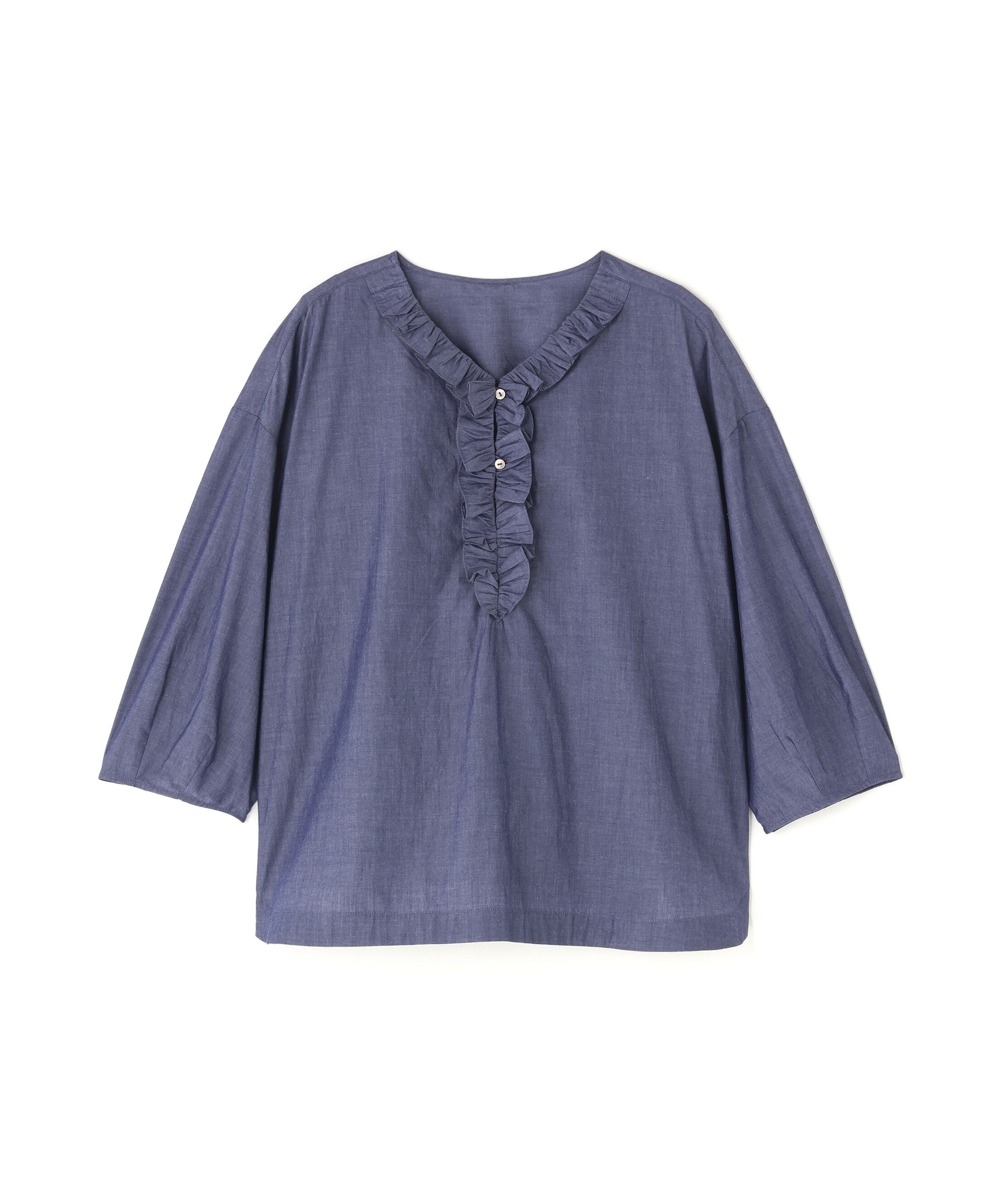  「《大人気!追加入荷 / 洗える》ｳｫｯｼｭﾄﾞﾀｲﾌﾟﾗｲﾀｰﾌﾘﾙﾌﾞ」|シャツ・ブラウス|ネイビーシャ