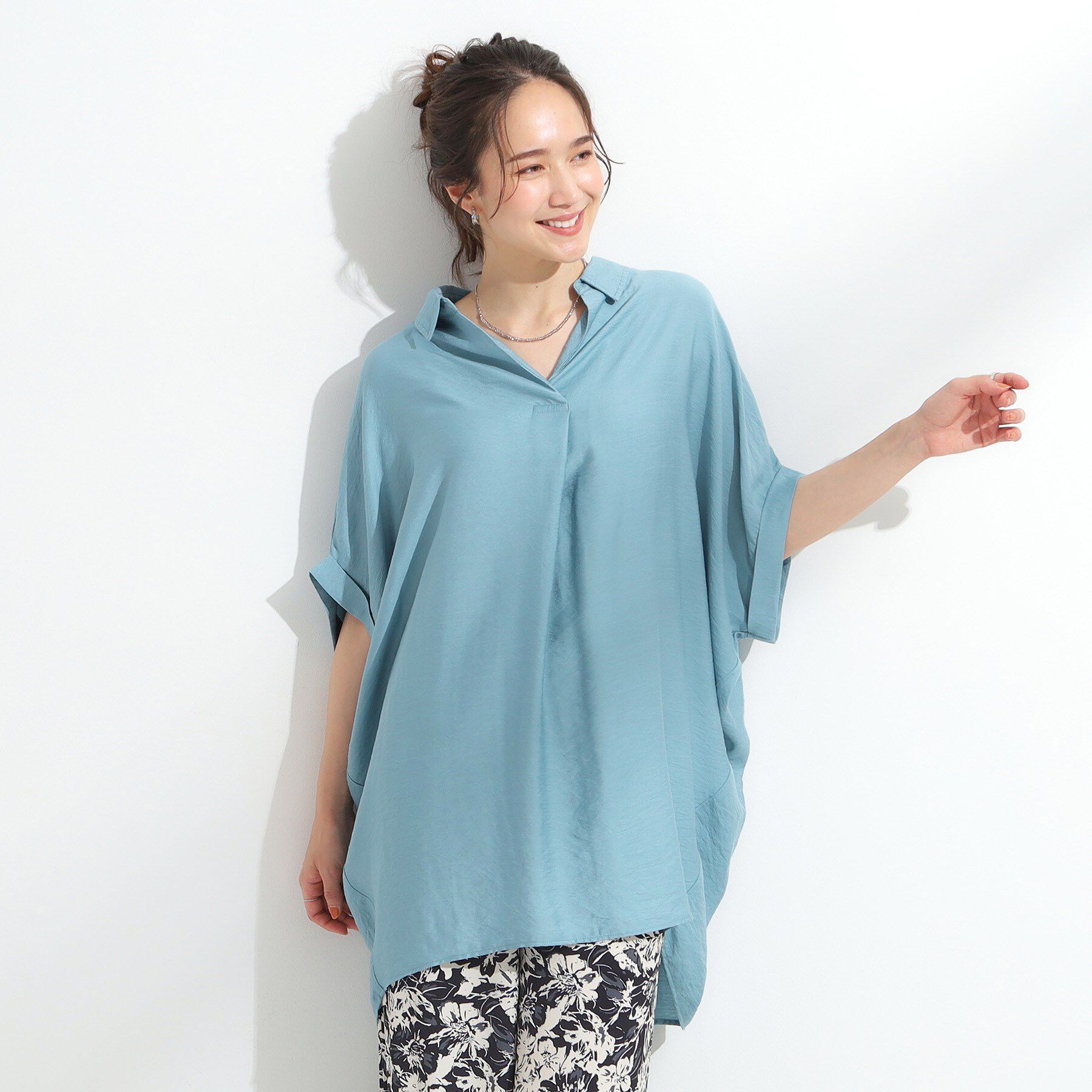 SHOO･LA･RUE「【ひんやり】すっきりきれいに体型カバー コクーンシルエットワンピース」|チュニック|