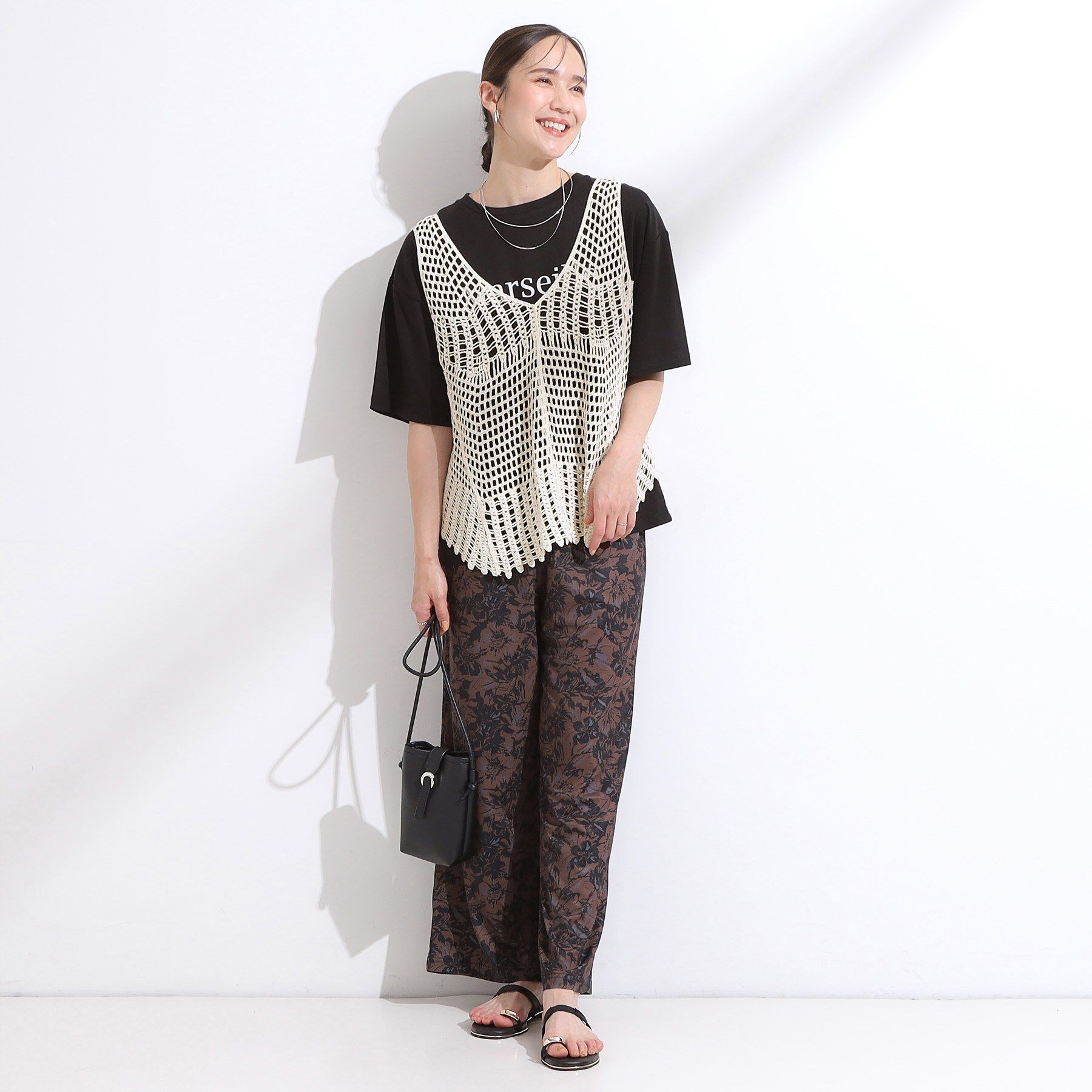 SHOO･LA･RUE「【2点セット】クロシェ編みレースベスト＋Tシャツワンピースセット」|ワンピース|