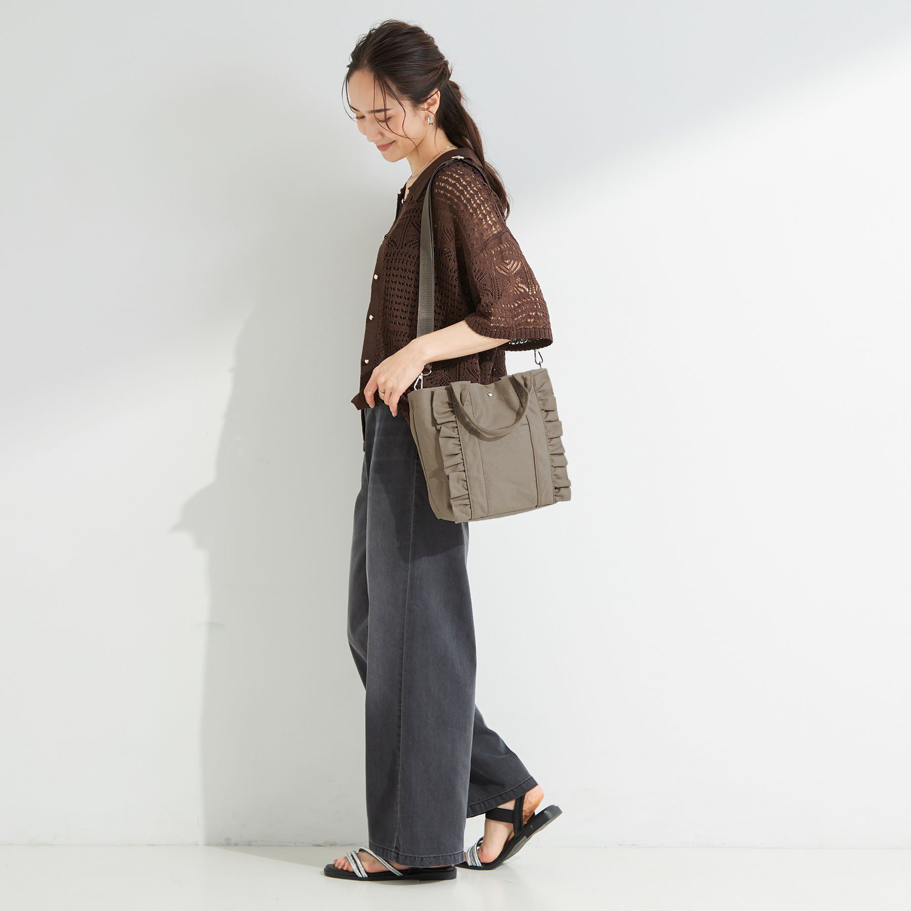 SHOO･LA･RUE「【2WAY】キャンバスフリルトートバッグ」|トートバッグ|