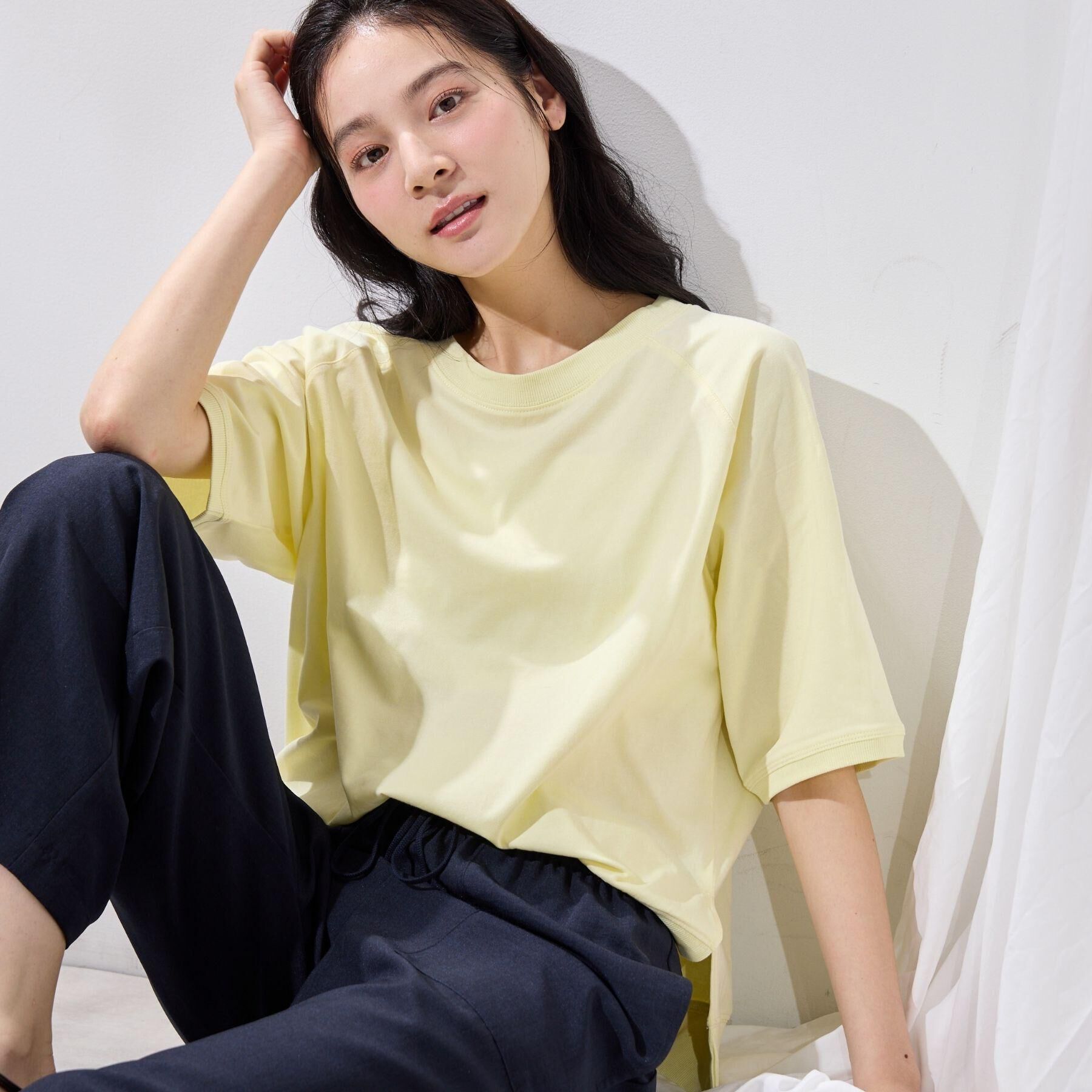 Dessin「【UVカット/接触冷感】フォルムカットソー5分袖」|Tシャツ・カットソー|