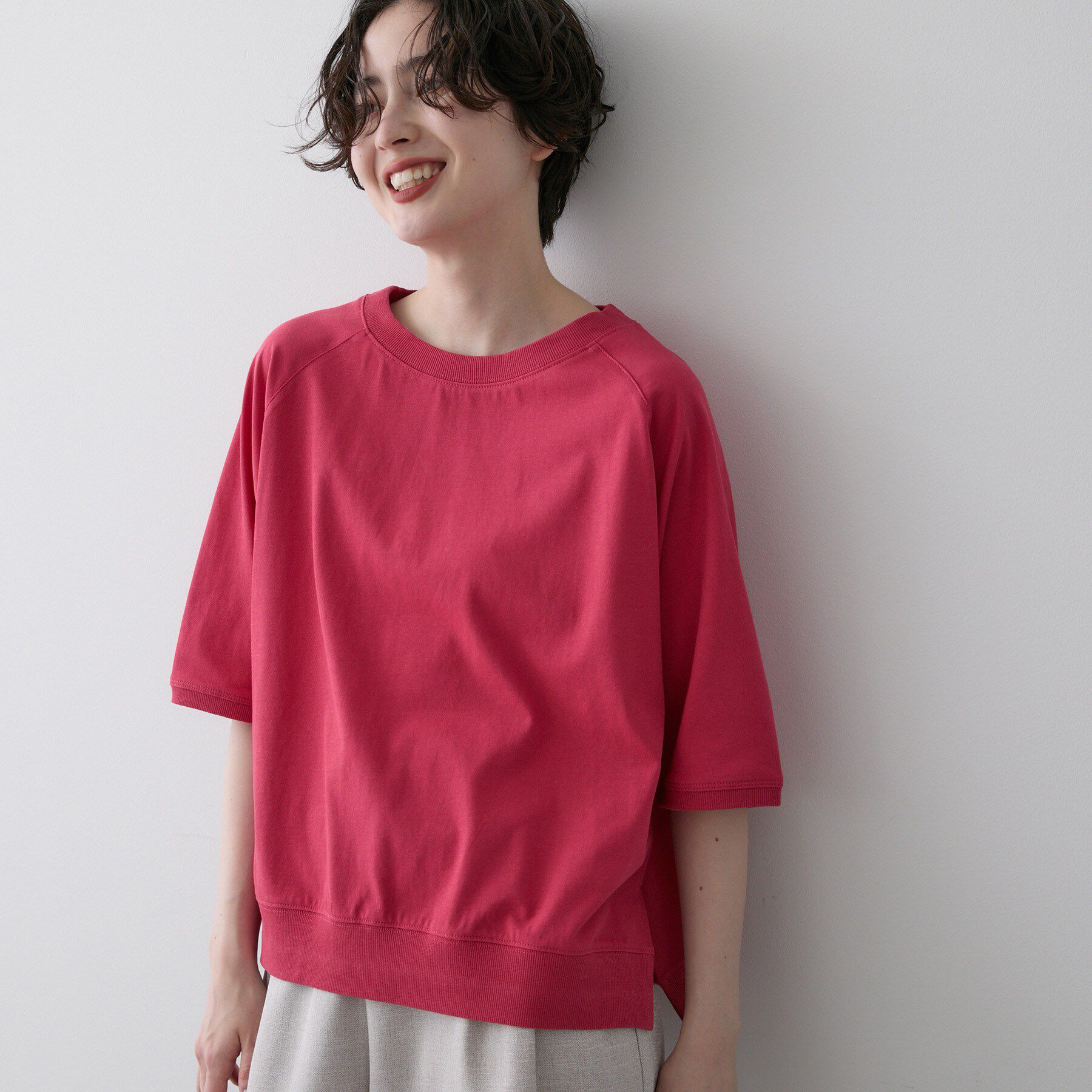 Dessin「【UVカット/接触冷感】フォルムカットソー5分袖」|Tシャツ・カットソー|ピンク(073)