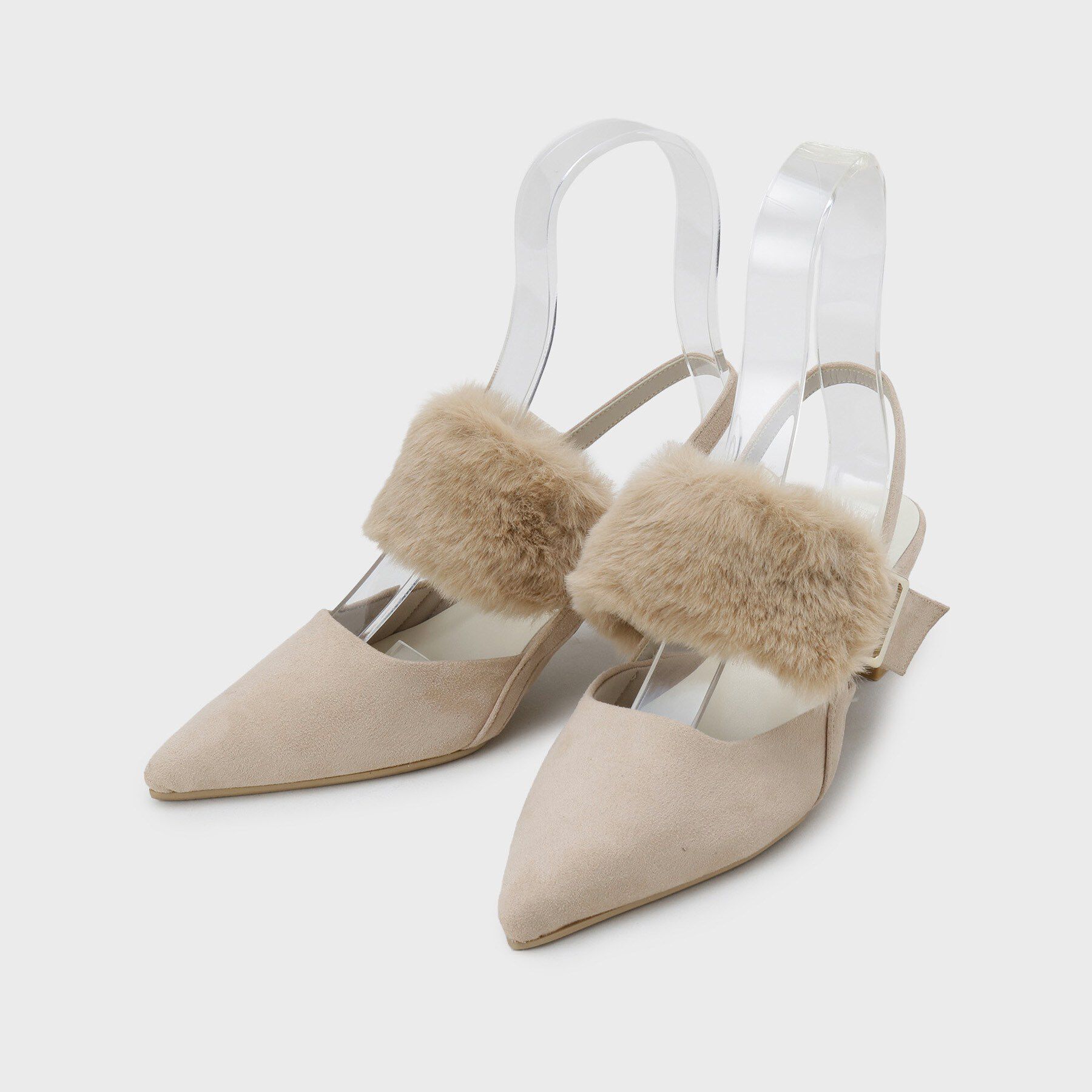 ESPERANZA「【Fur Collection】ファー付き2WAYスリングバックミュールパンプス」|パンプス|