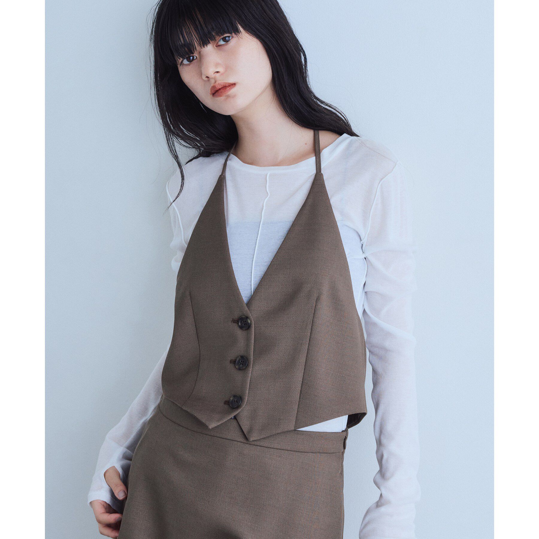 CODE A「back ribbon vest」|ベスト・ジレ|トープ(054)