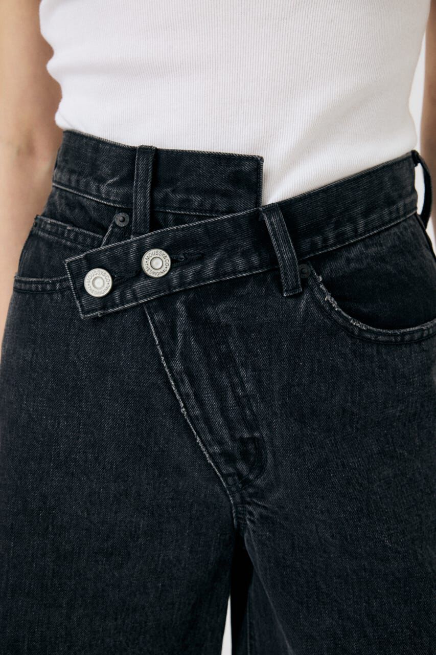 MOUSSY「CROSS WAIST ハーフパンツ」|デニム|