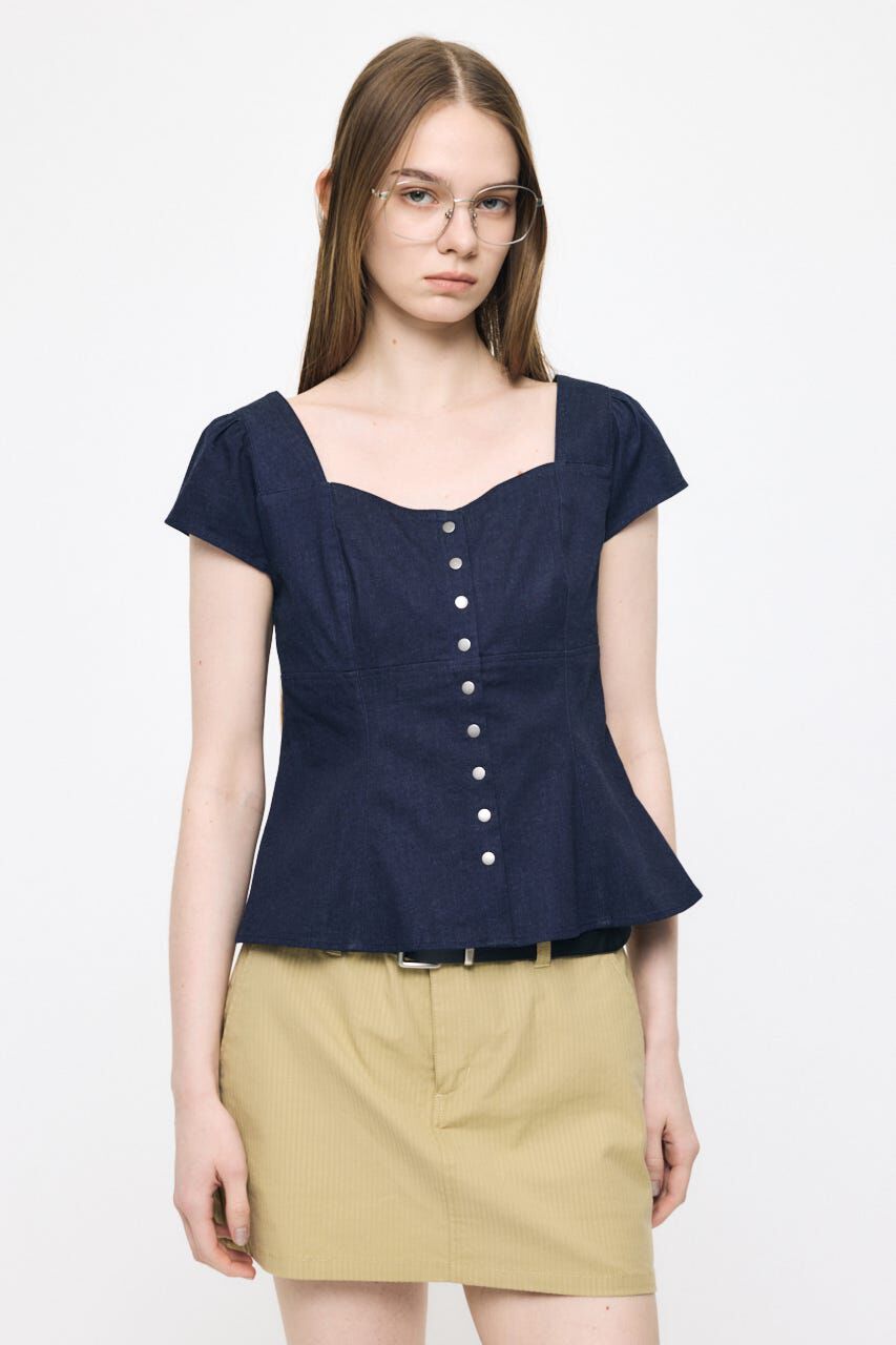 MOUSSY「BUTTON UP FITTED ブラウス」|シャツ・ブラウス|D/BLU3