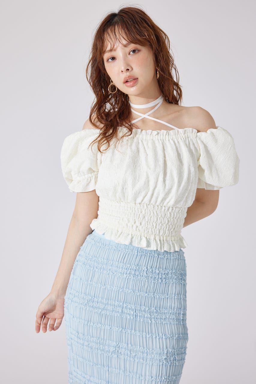 rienda「メニーウェイシャーリングショートブラウス」|シャツ・ブラウス|WHT