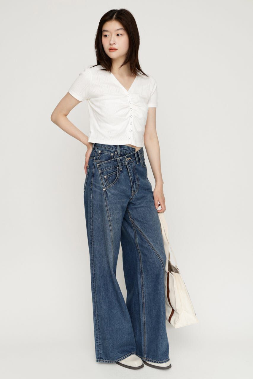 SLY「GATHER EYELET V／N カーディガン」|カーディガン|