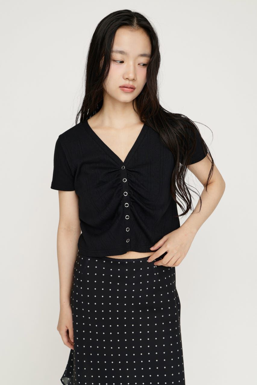 SLY「GATHER EYELET V／N カーディガン」|カーディガン|