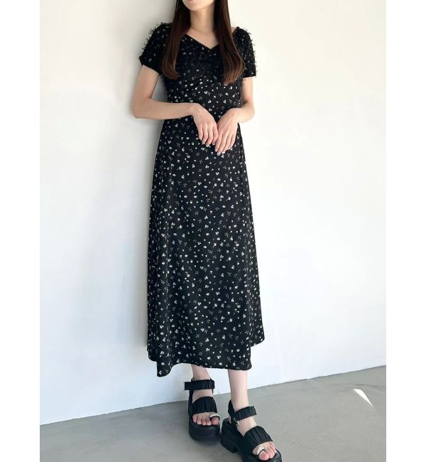 CALNAMUR「チュールレイヤードフラワーワンピース」|ワンピース|