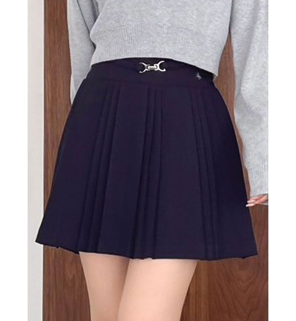 dazzlin「【POLO BCSコラボ】ベルトツキハイウエストプリーツミニスカート」|スカート|ネイビー
