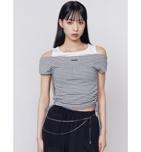 EMODA「レイヤードレープクロップドトップ」|Tシャツ・カットソー|