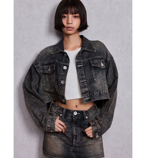GYDA「GD MOLD bijouデニムショートＧジャン」|デニムジャケット|
