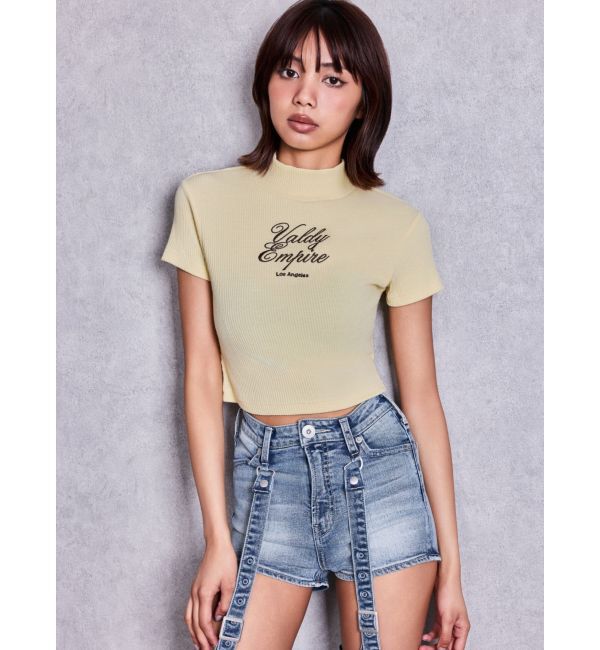 GYDA「Valdy Empireハーフスリーブテレコタートルトップス」|Tシャツ・カットソー|