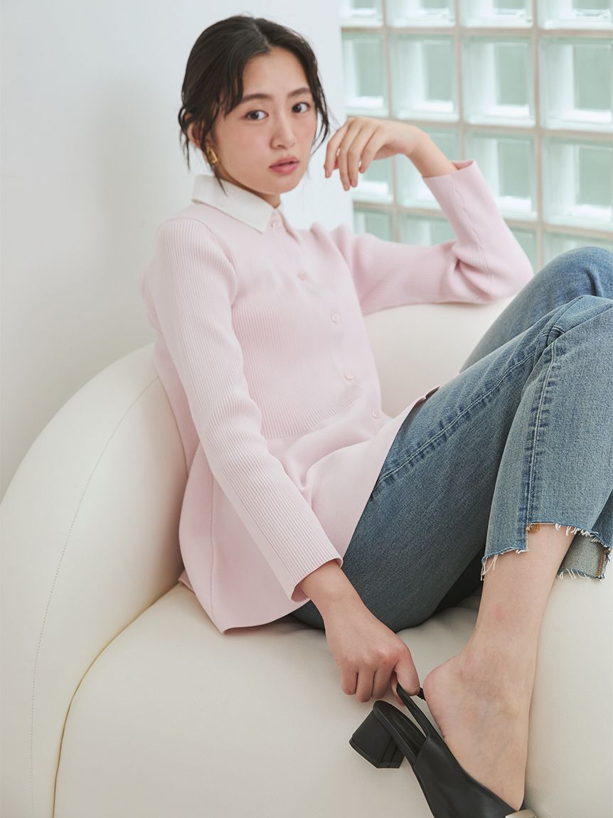 Mila Owen「2WAY襟付きペプラムニットトップス」|ニット・セーター|