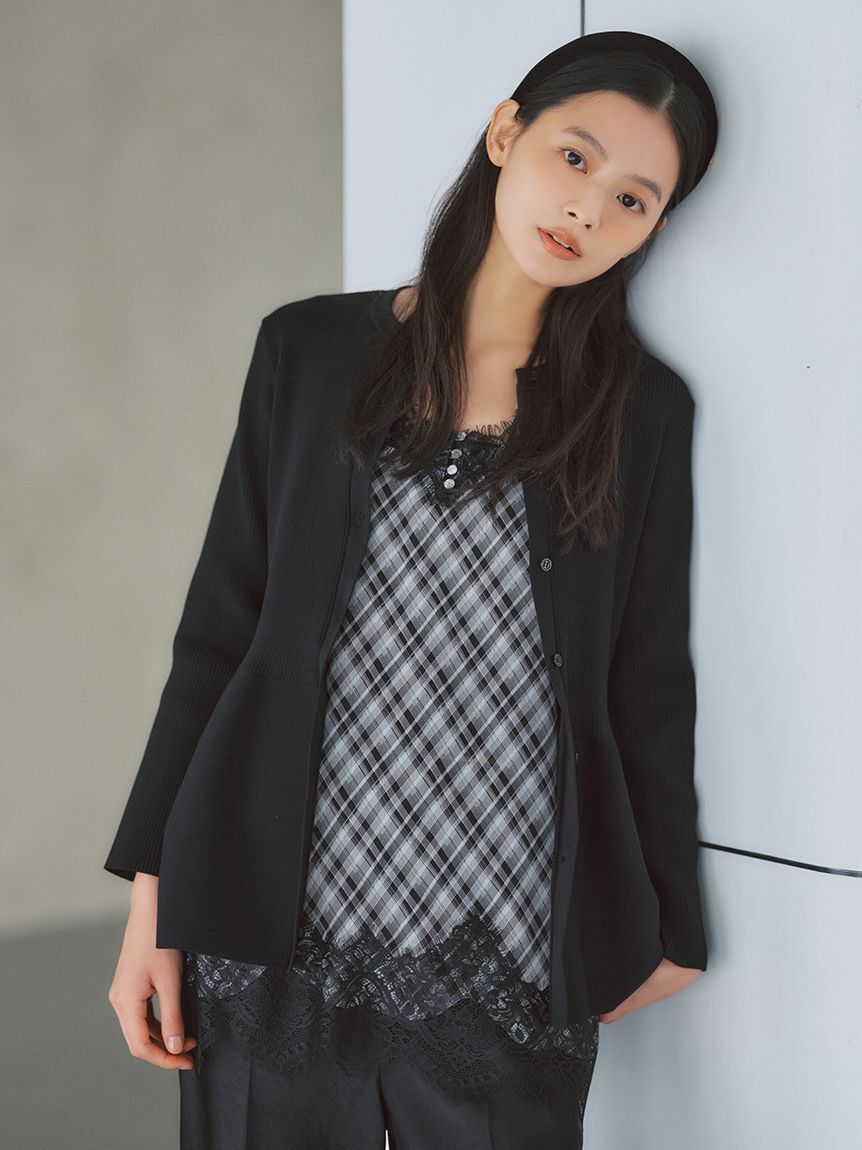 Mila Owen「2WAY襟付きペプラムニットトップス」|ニット・セーター|BLK