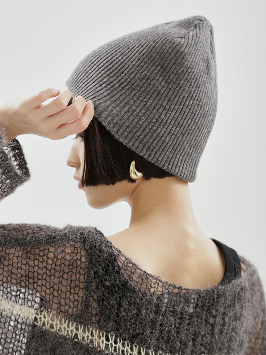emmi atelier「ウールリブニットビーニー」|ニット帽|
