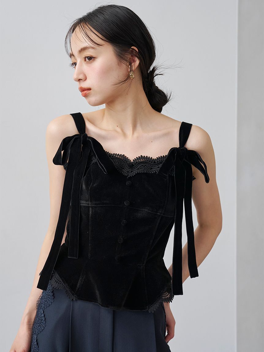 SNIDEL「【セットアップ対応】コルセットビスチェキャミ」|ベスト・ジレ|BLK