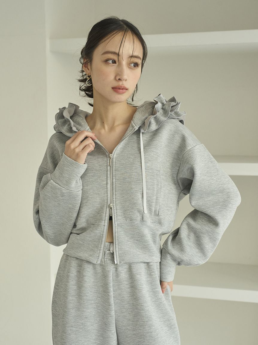 SNIDEL「【多色展開あり】フリルショートジップパーカー」|パーカー|