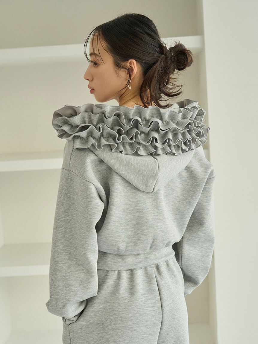 SNIDEL「【多色展開あり】フリルショートジップパーカー」|パーカー|