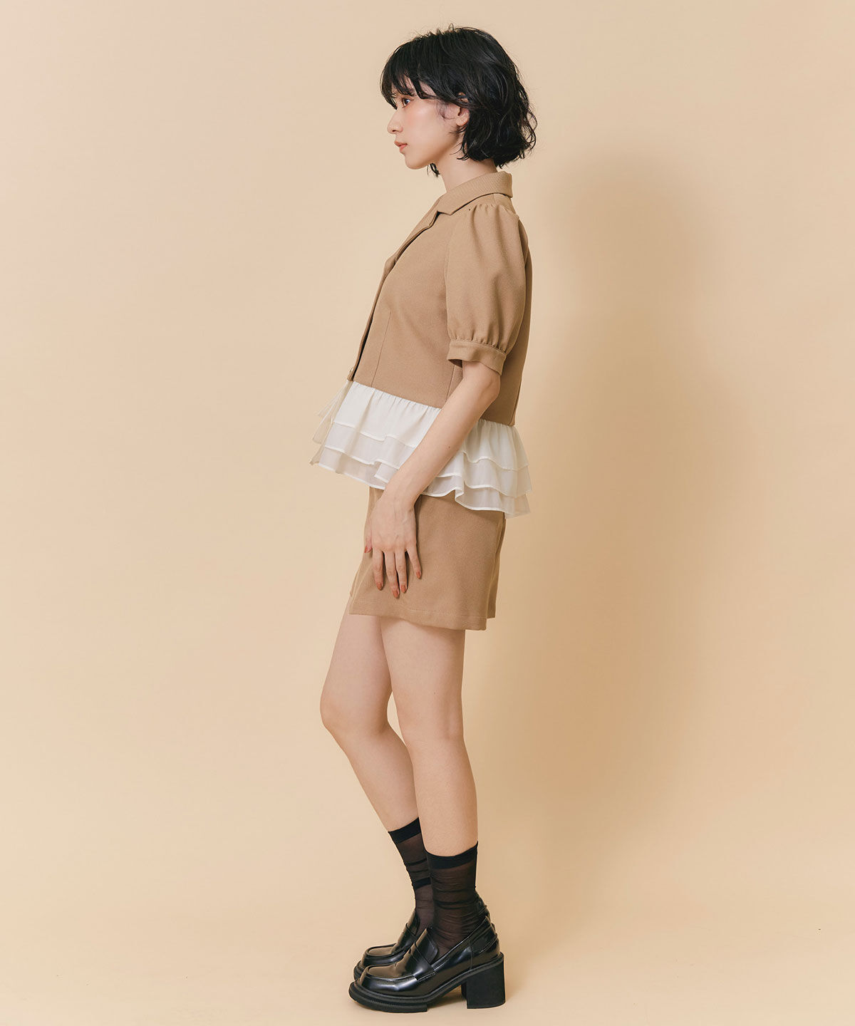 REDYAZEL「クラシックマルチボタンハイウエストショートパンツ」|キュロット|