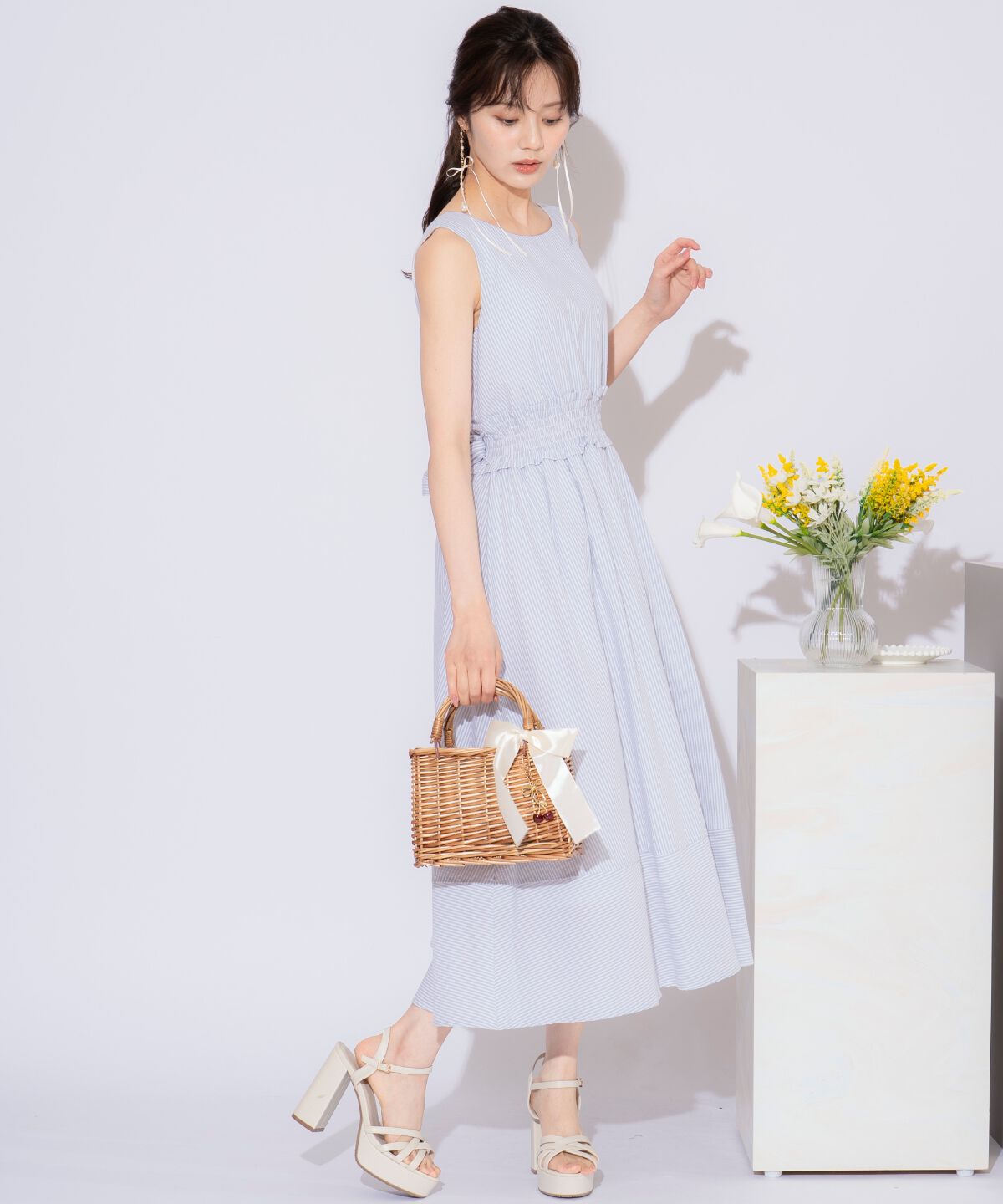 WILLSELECTION「ウエストシャーリングストライプワンピース」|ワンピース|