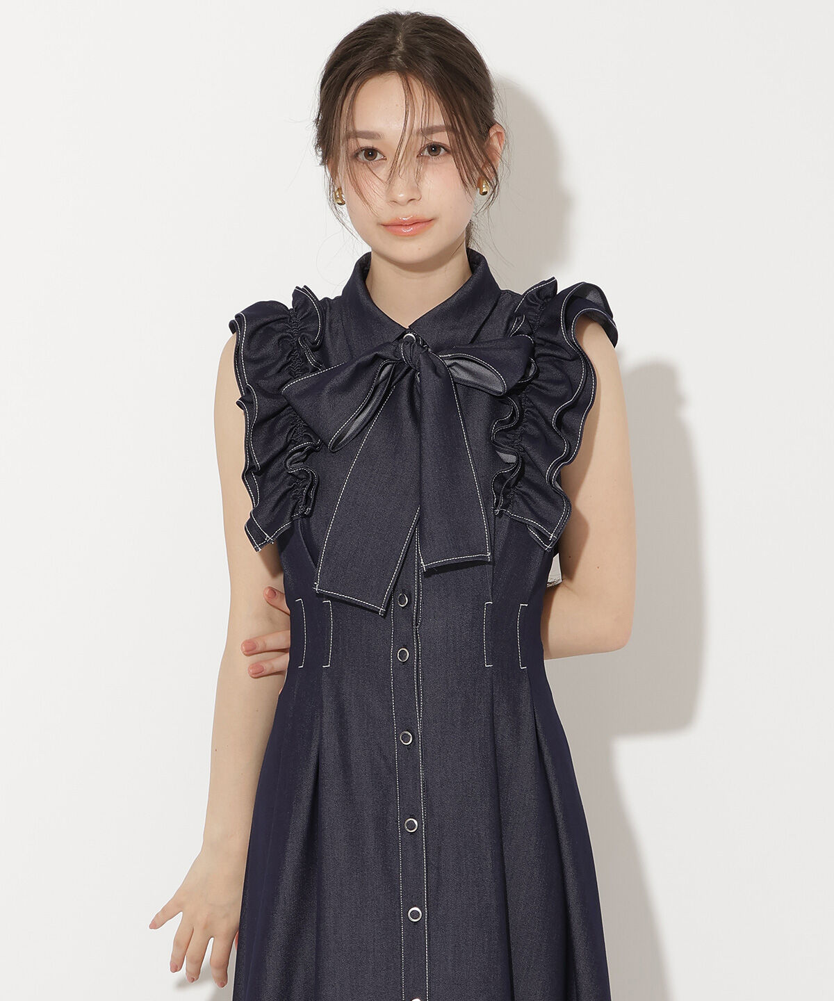 WILLSELECTION「フリルスリーブボウタイシャツワンピース」|ワンピース|
